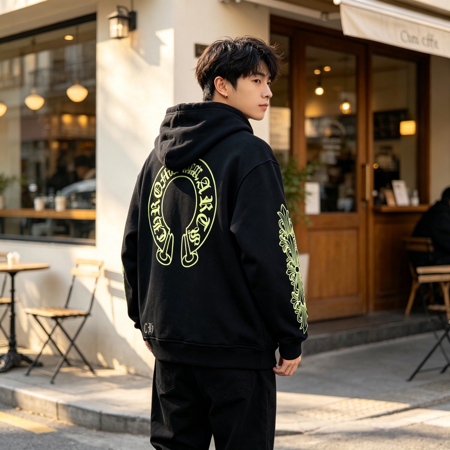 Lime Horseshoe Zip Hoodie — product photograph
