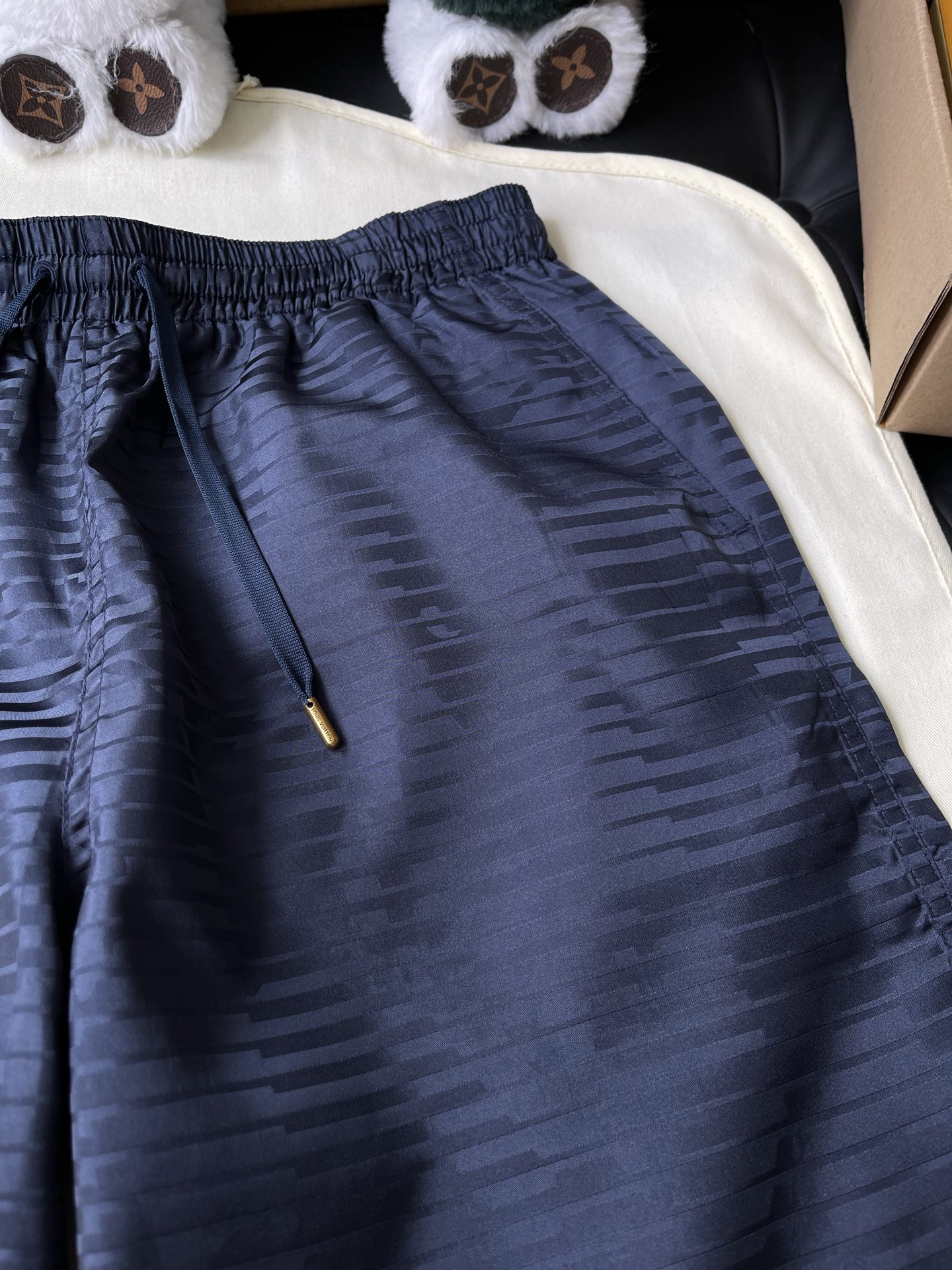 Tonal Pattern Drawstring Shorts — product photograph