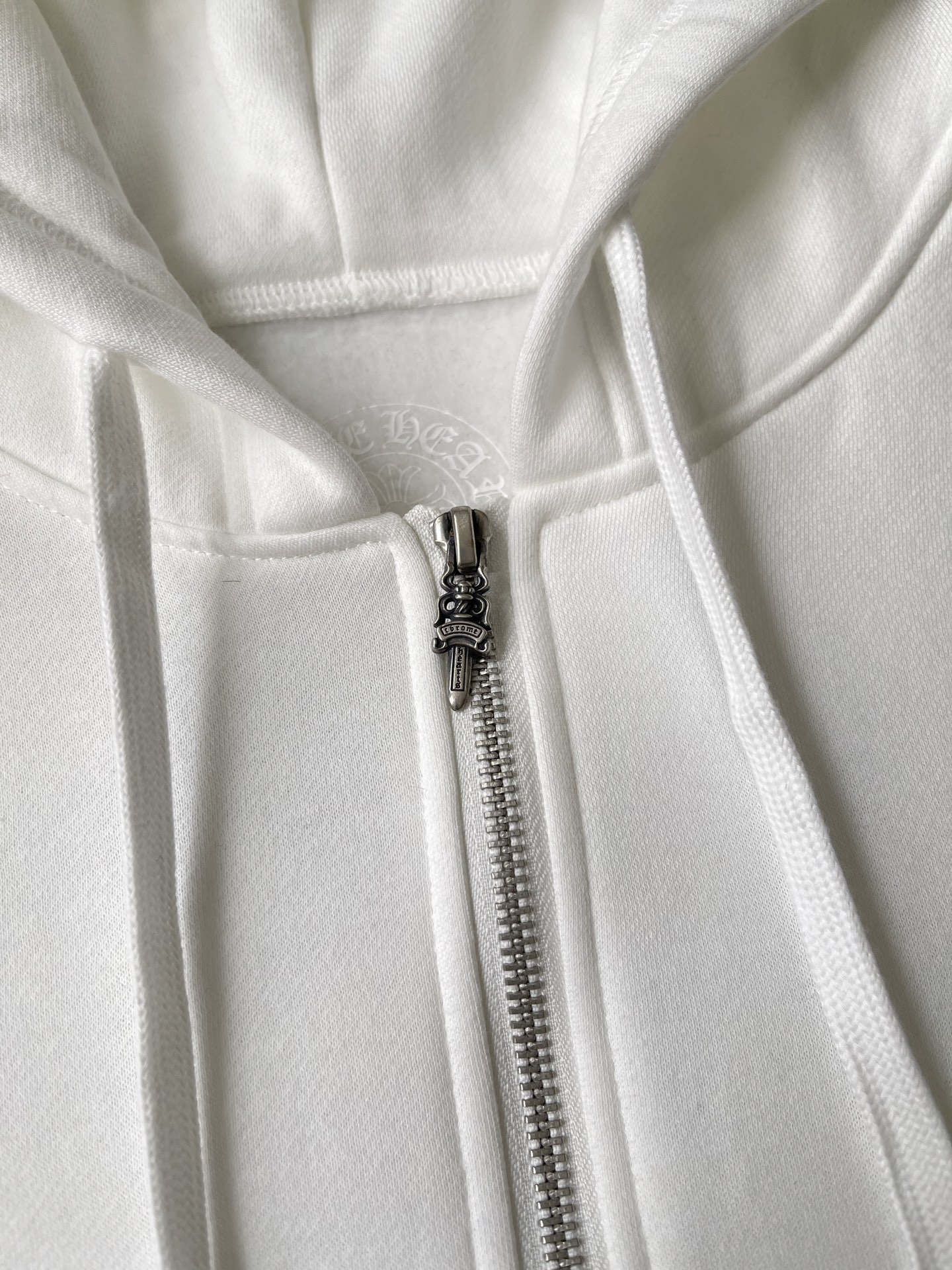 White Horseshoe Zip Hoodie — product photograph