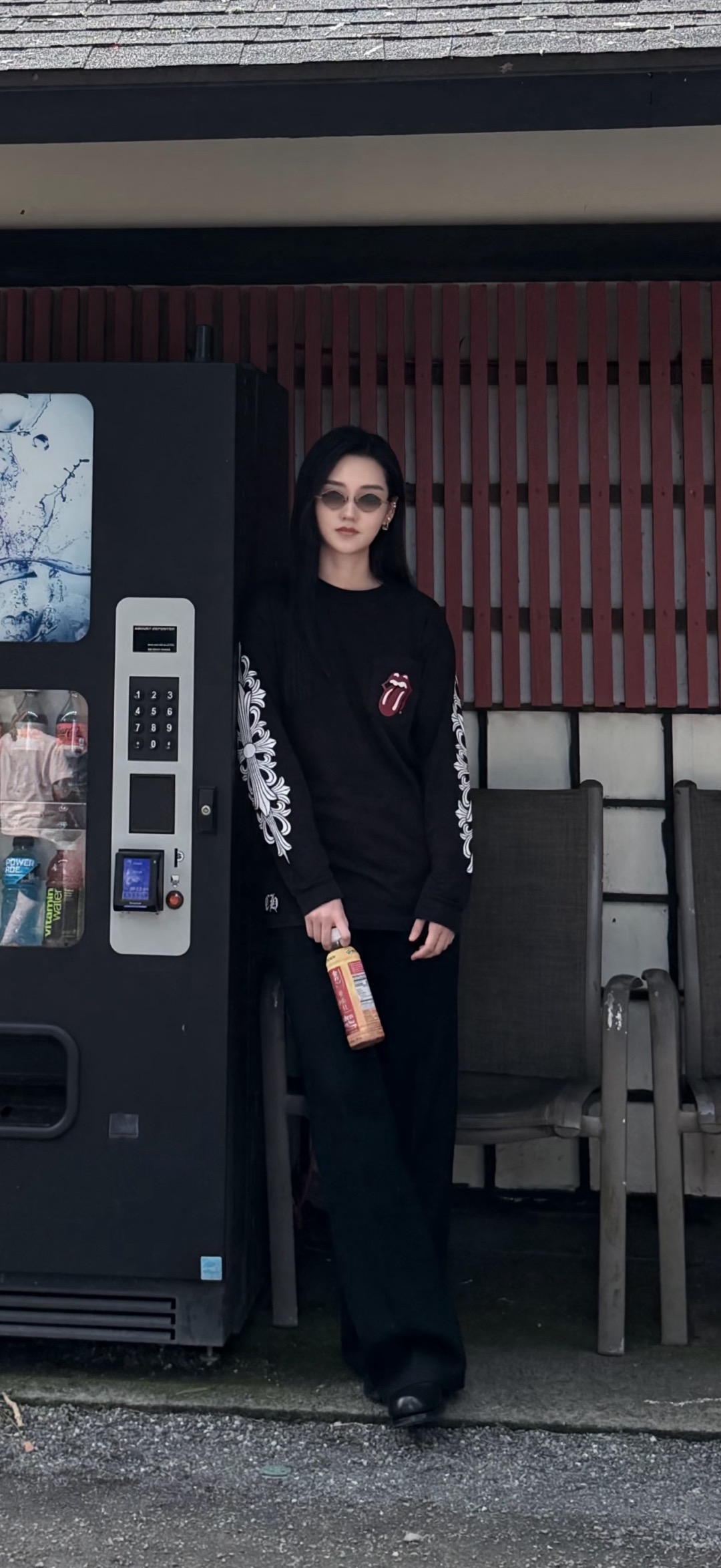 Tongue-Graphic Long-Sleeve T-Shirt — product photograph