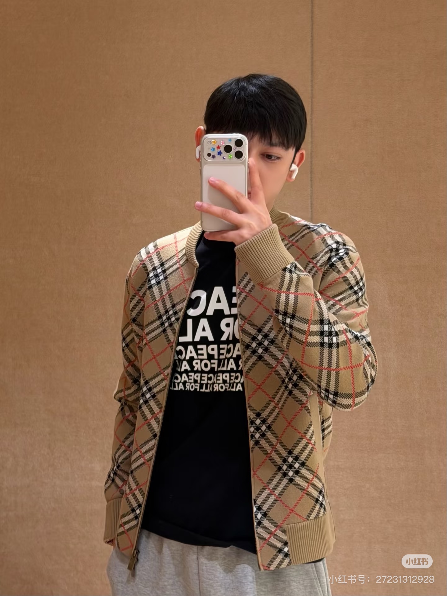 Diagonal-Check Zip Bomber — product photograph