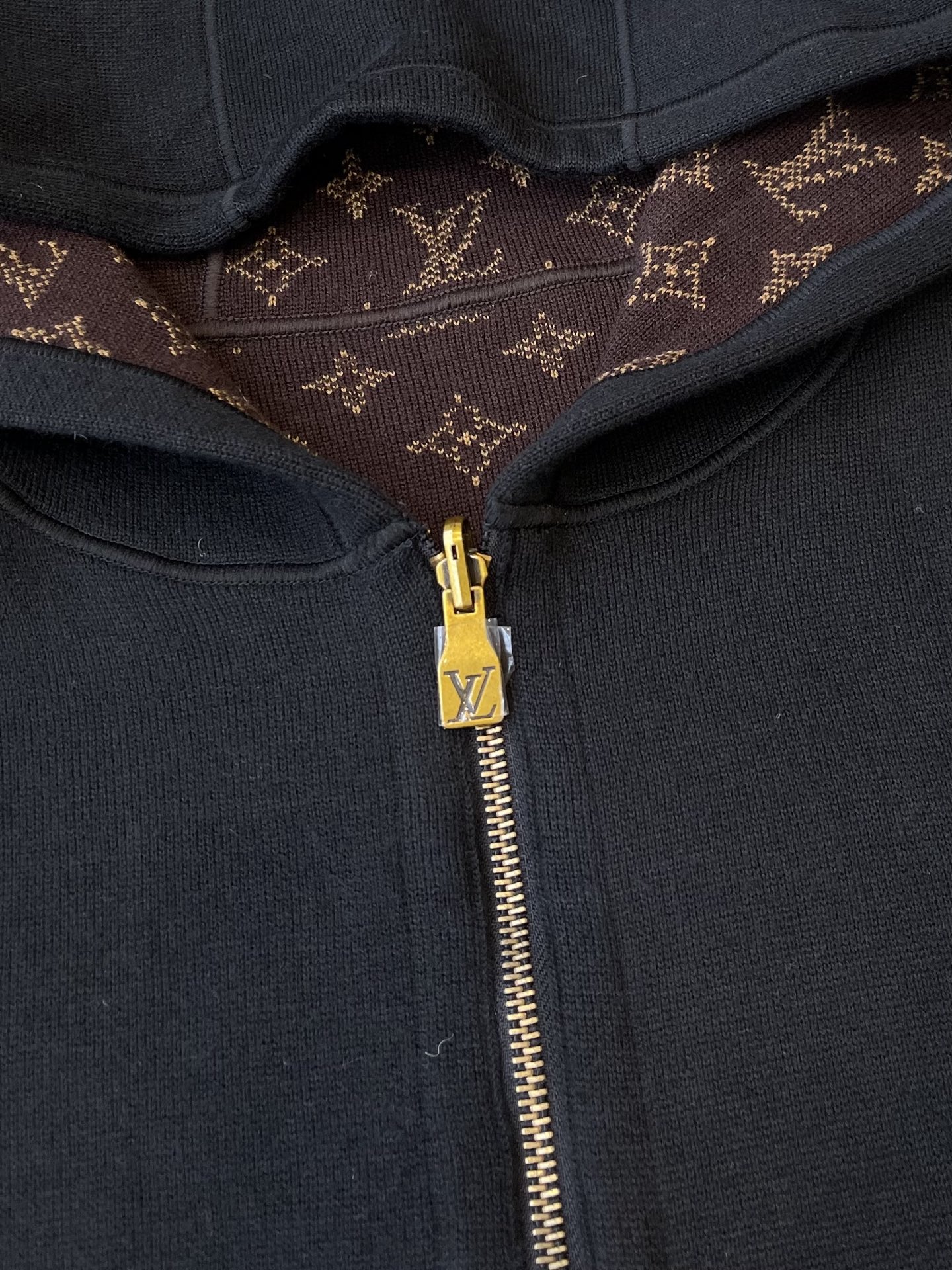 Brown Monogram-Lined Zip Hoodie — product photograph