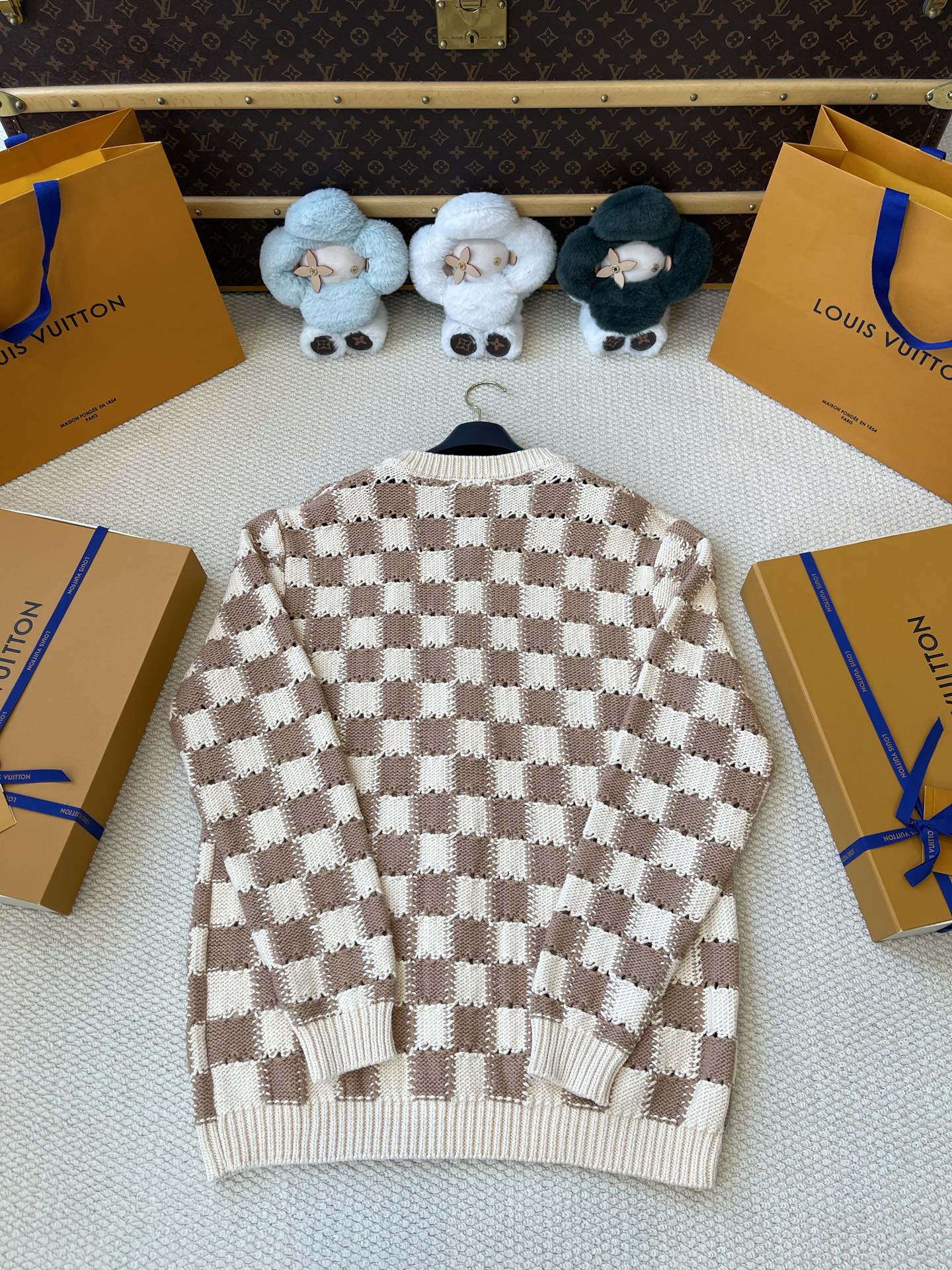 Textured Checkerboard Cardigan — product photograph