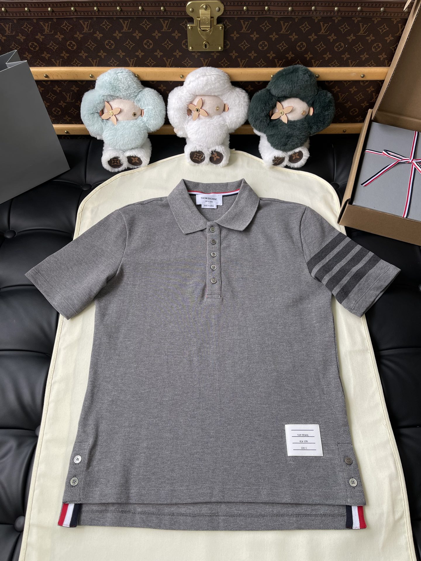 Tonal Four-Bar Short-Sleeve Polo — product photograph