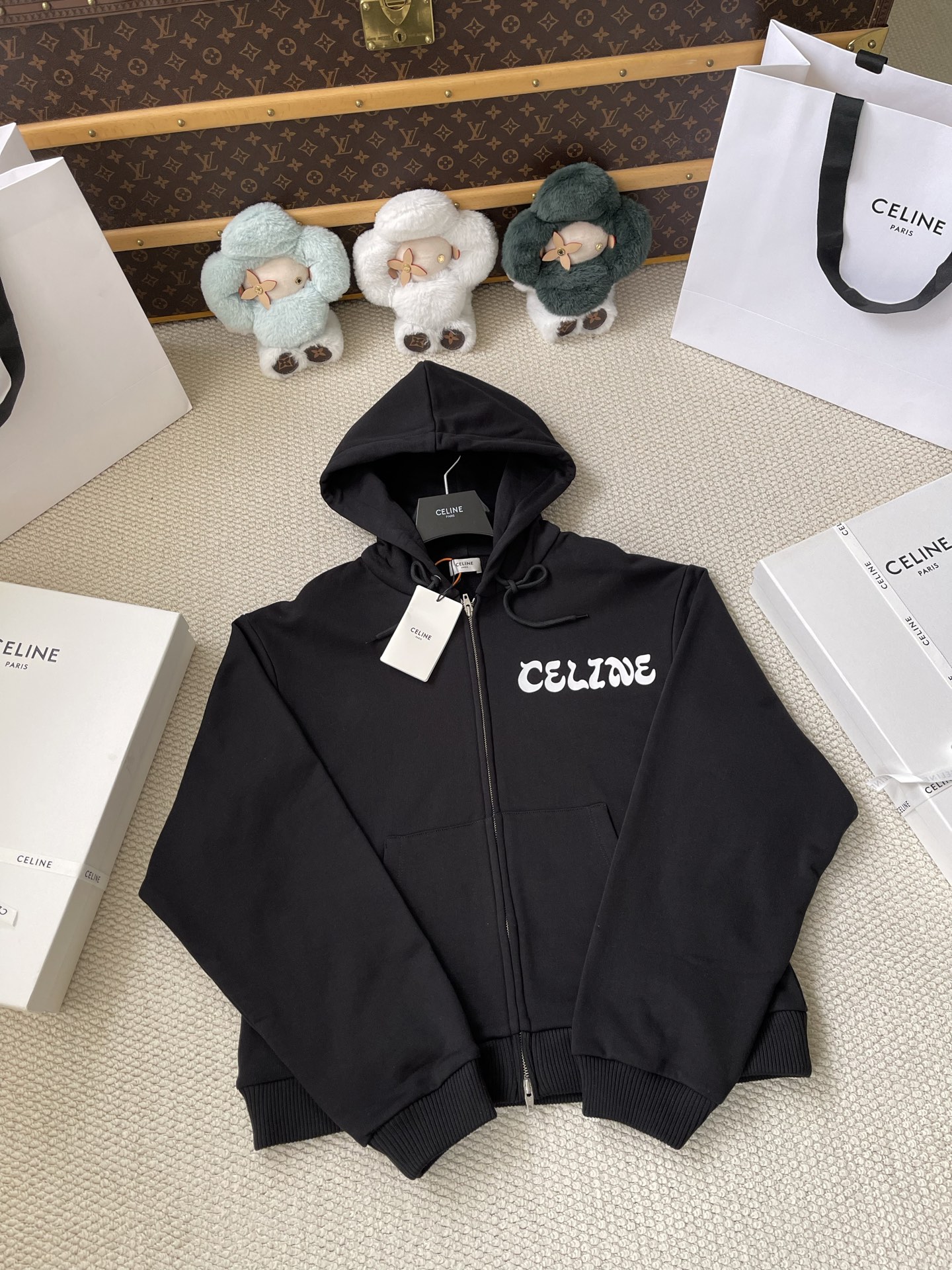 Rounded-Wordmark Zip Hoodie — product photograph