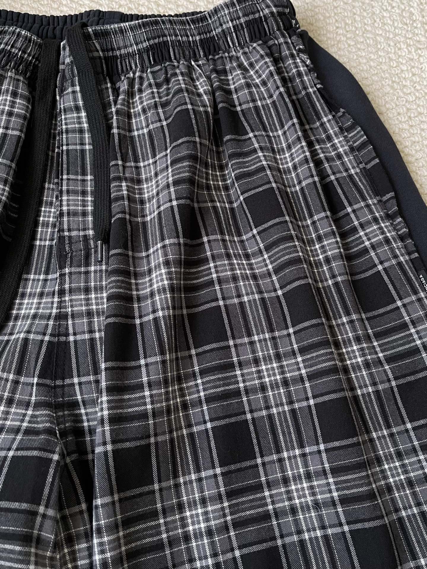 Check-Panel Wide-Leg Trousers — product photograph