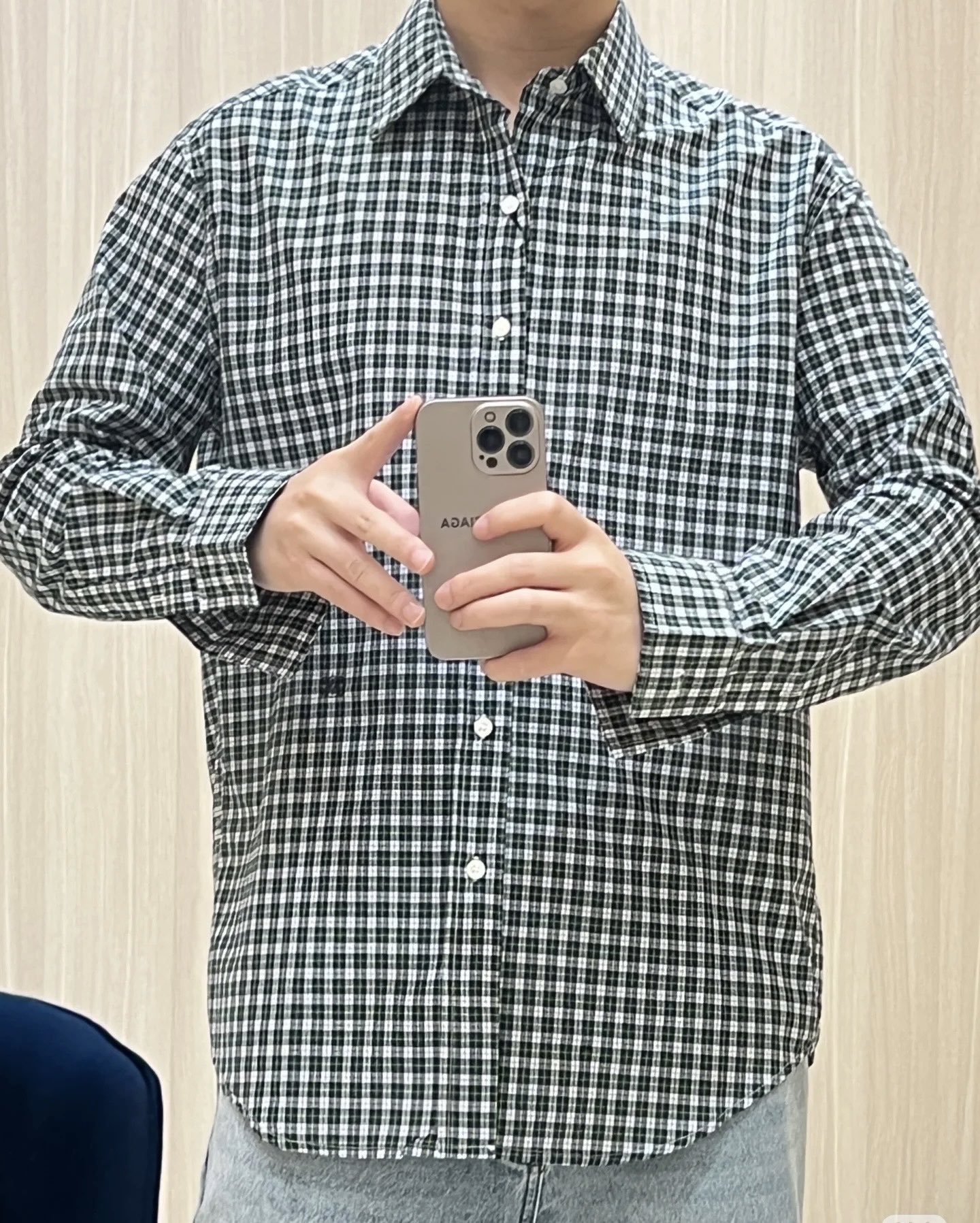 Green Micro-Check Shirt — product photograph
