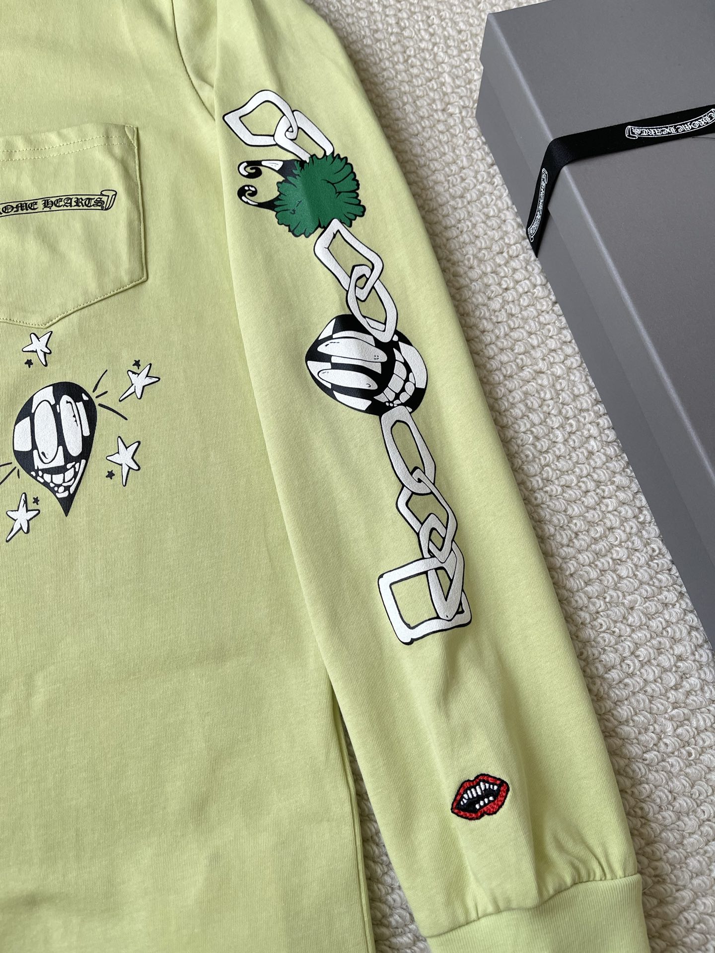 Illustrated Back Lime Long-Sleeve T-Shirt — product photograph
