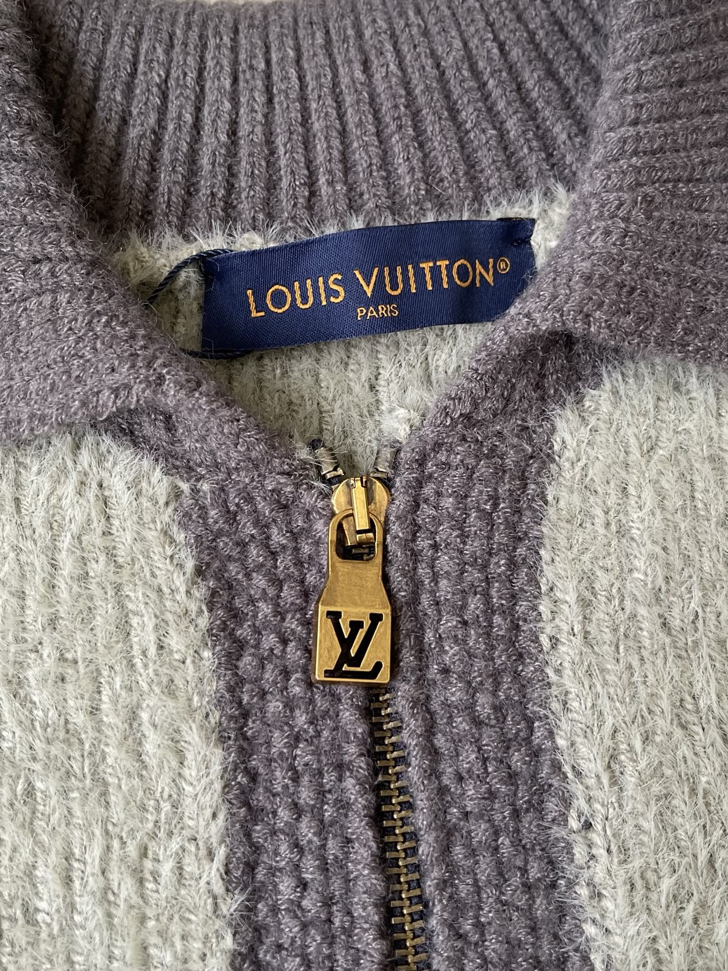 Contrast-Panel Zip Cardigan — product photograph