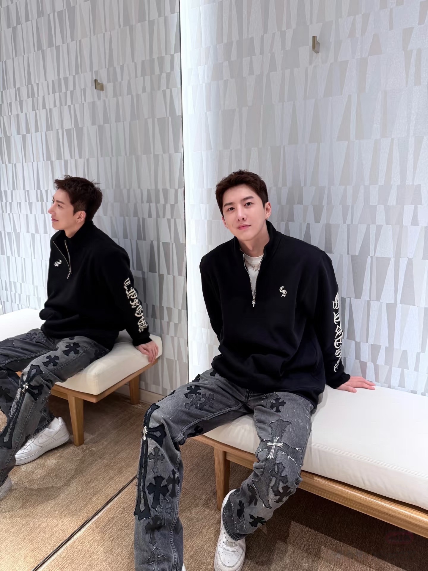 Gothic-Letter Quarter-Zip Matching Separates — product photograph
