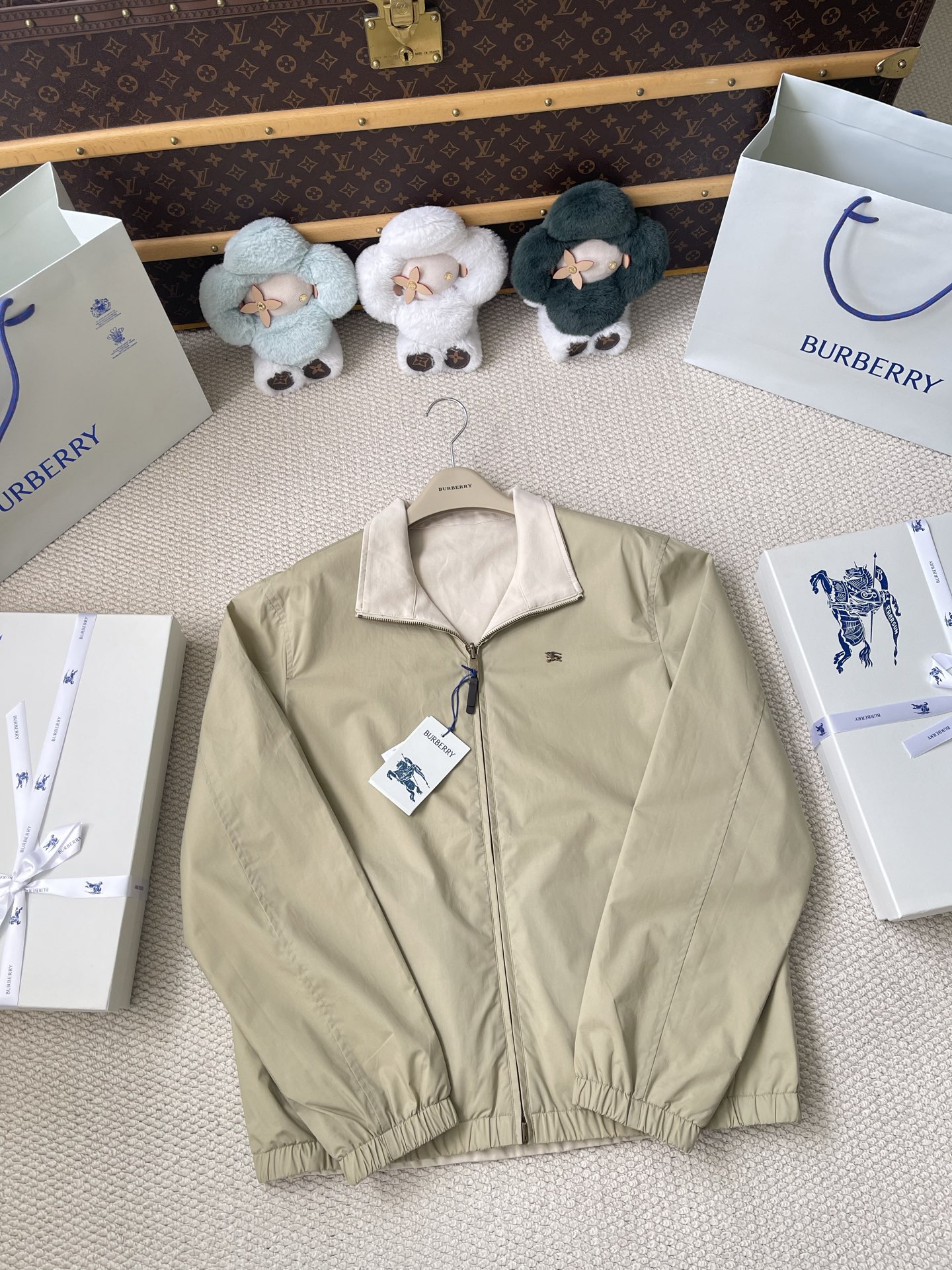 Contrast-Collar Horse-Logo Blouson — product photograph