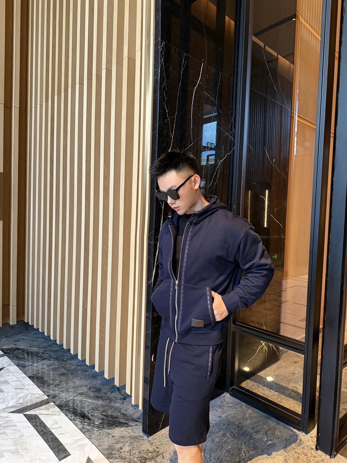 Logo-Trim Zip Hoodie — product photograph