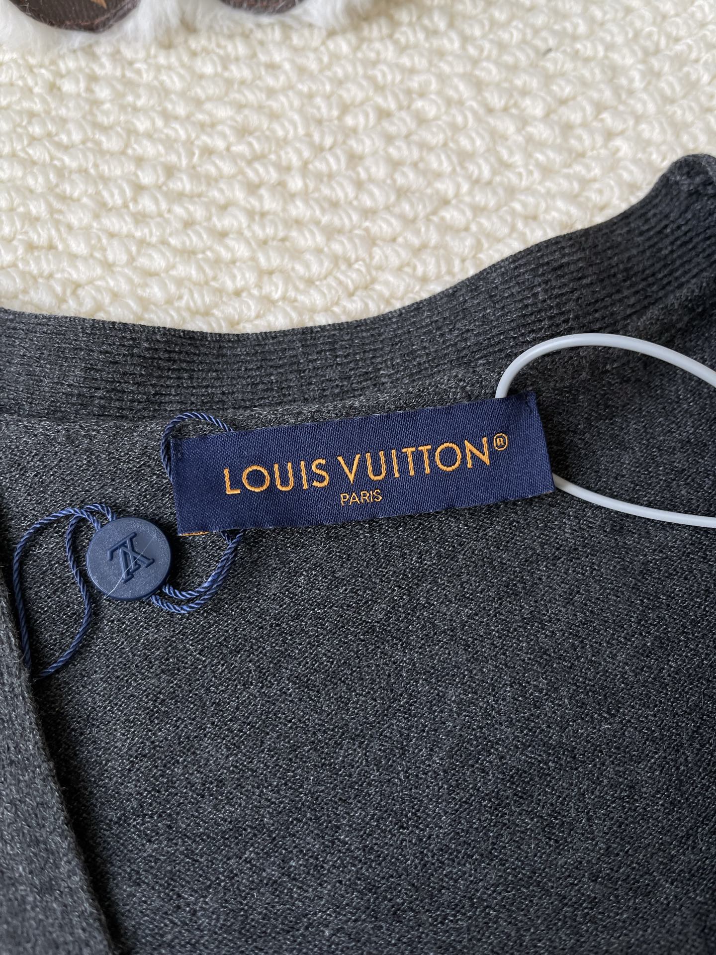 Monogram-Sleeve V-Neck Cardigan — product photograph