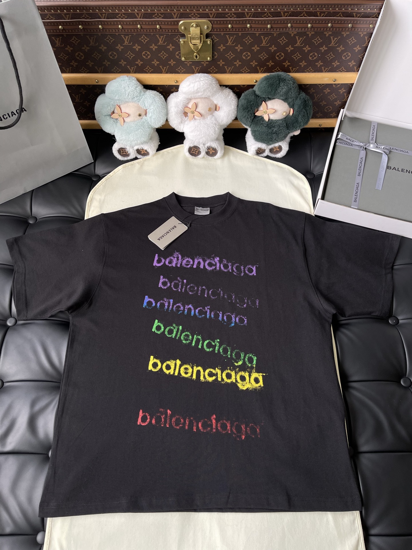 Rainbow Repeat-Lettering T-Shirt — product photograph