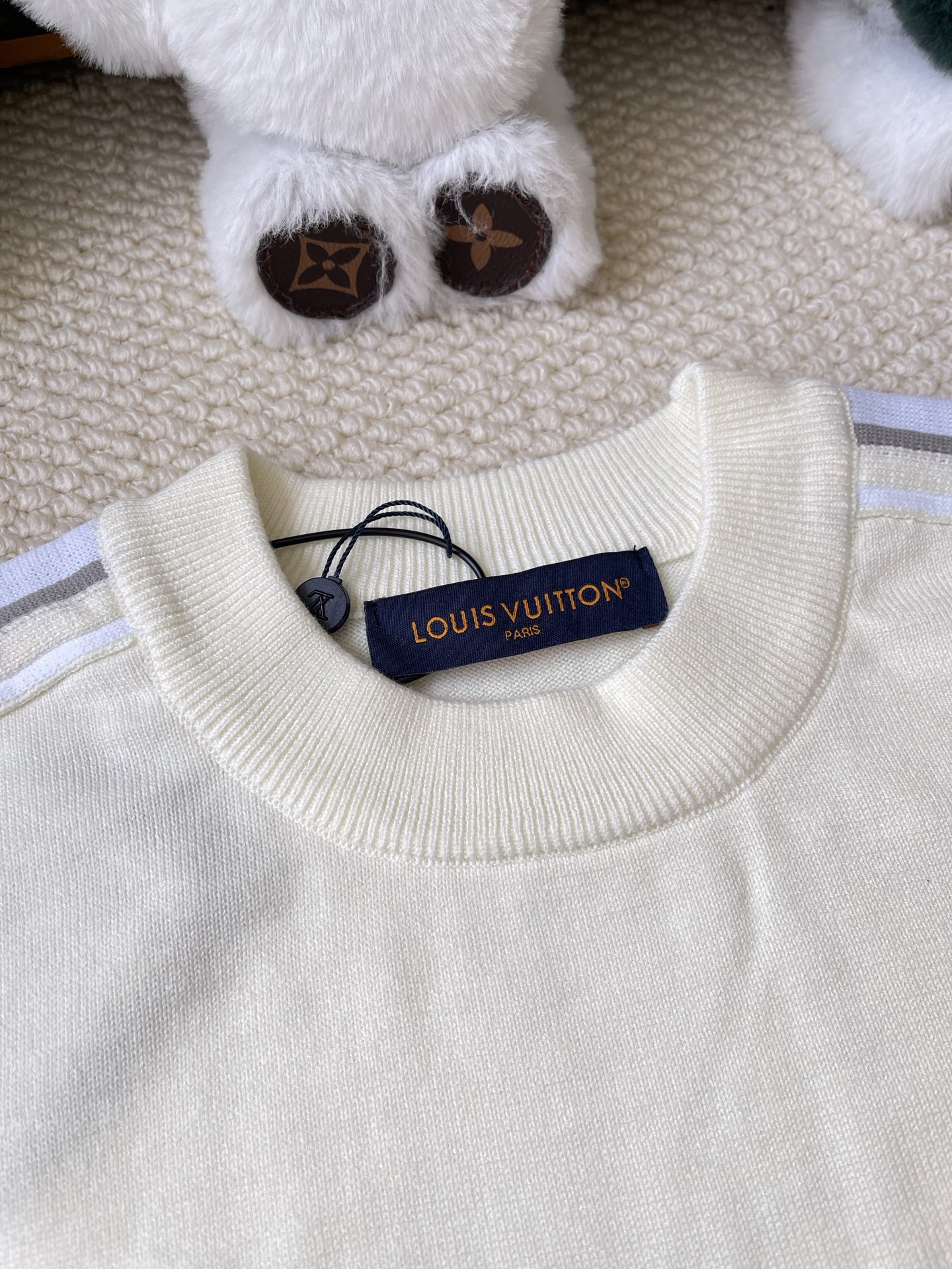 Floral-Stripe Sleeve Sweater — product photograph