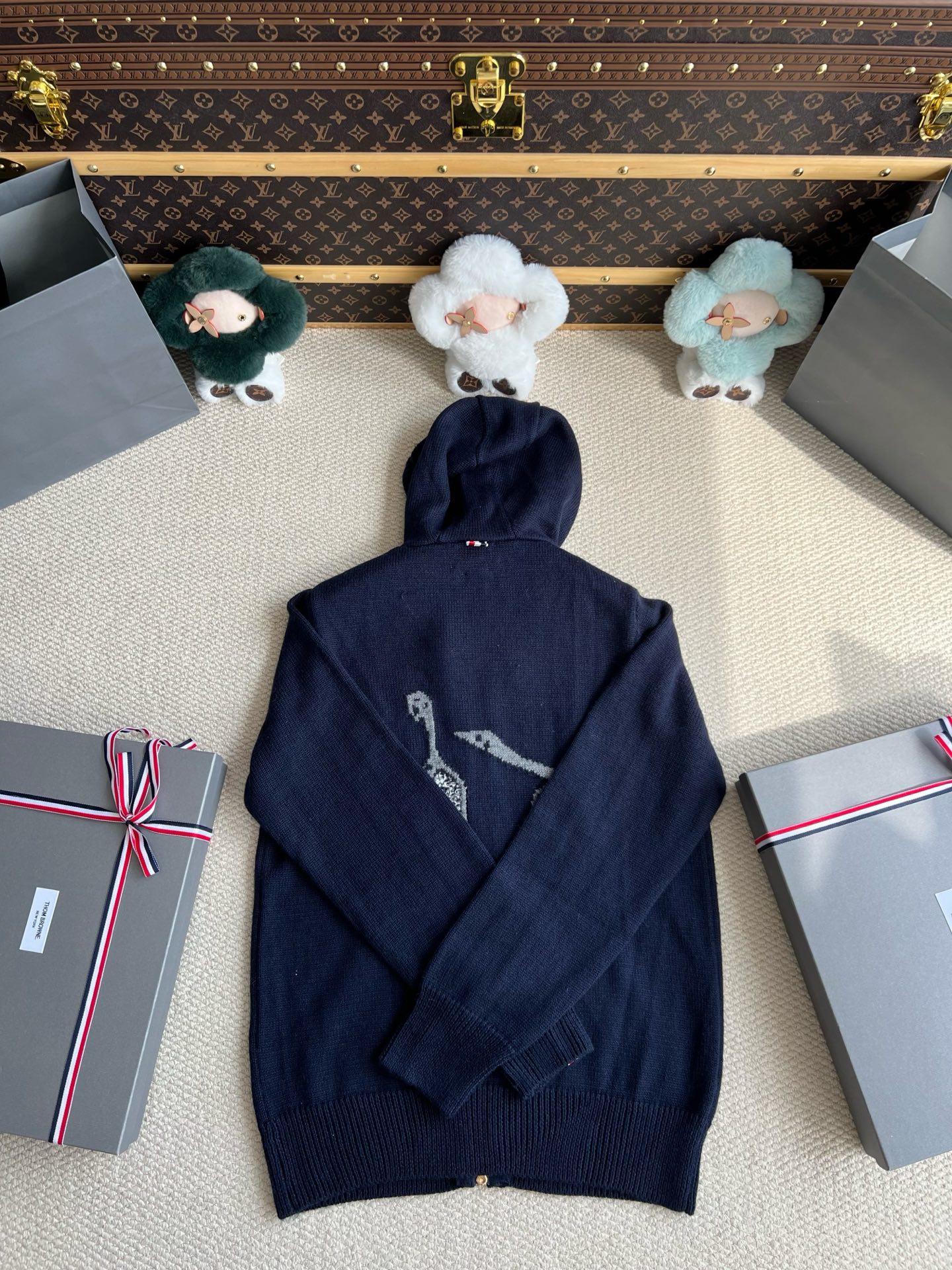 Skeletal-Motif Knit Zip Hoodie — product photograph