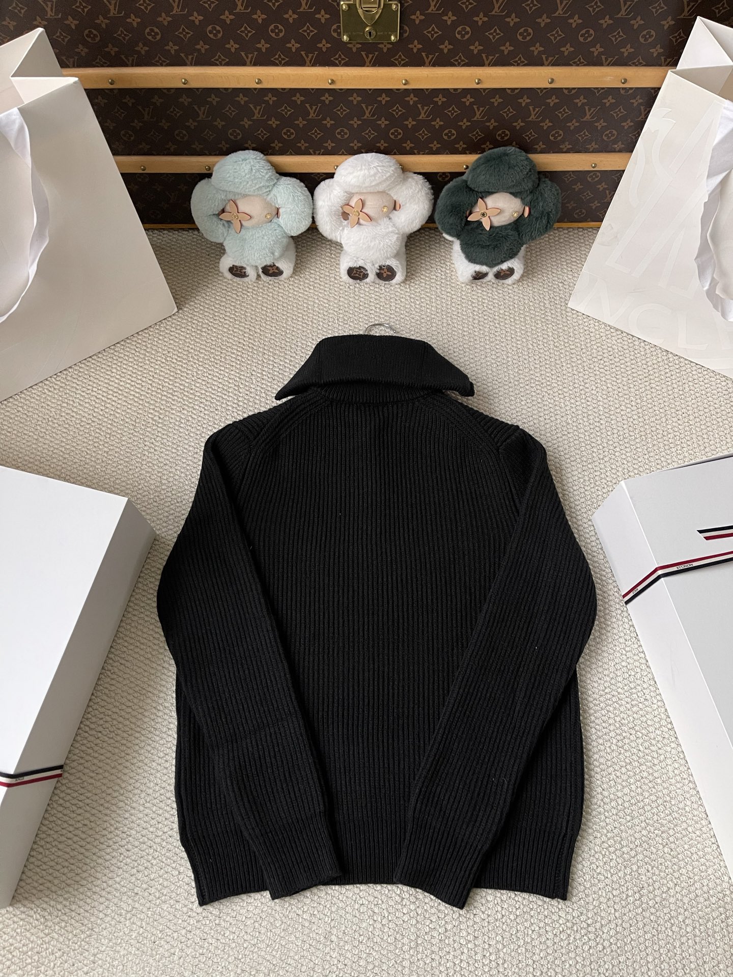 Ribbed Badge Quarter-Zip Sweater — product photograph