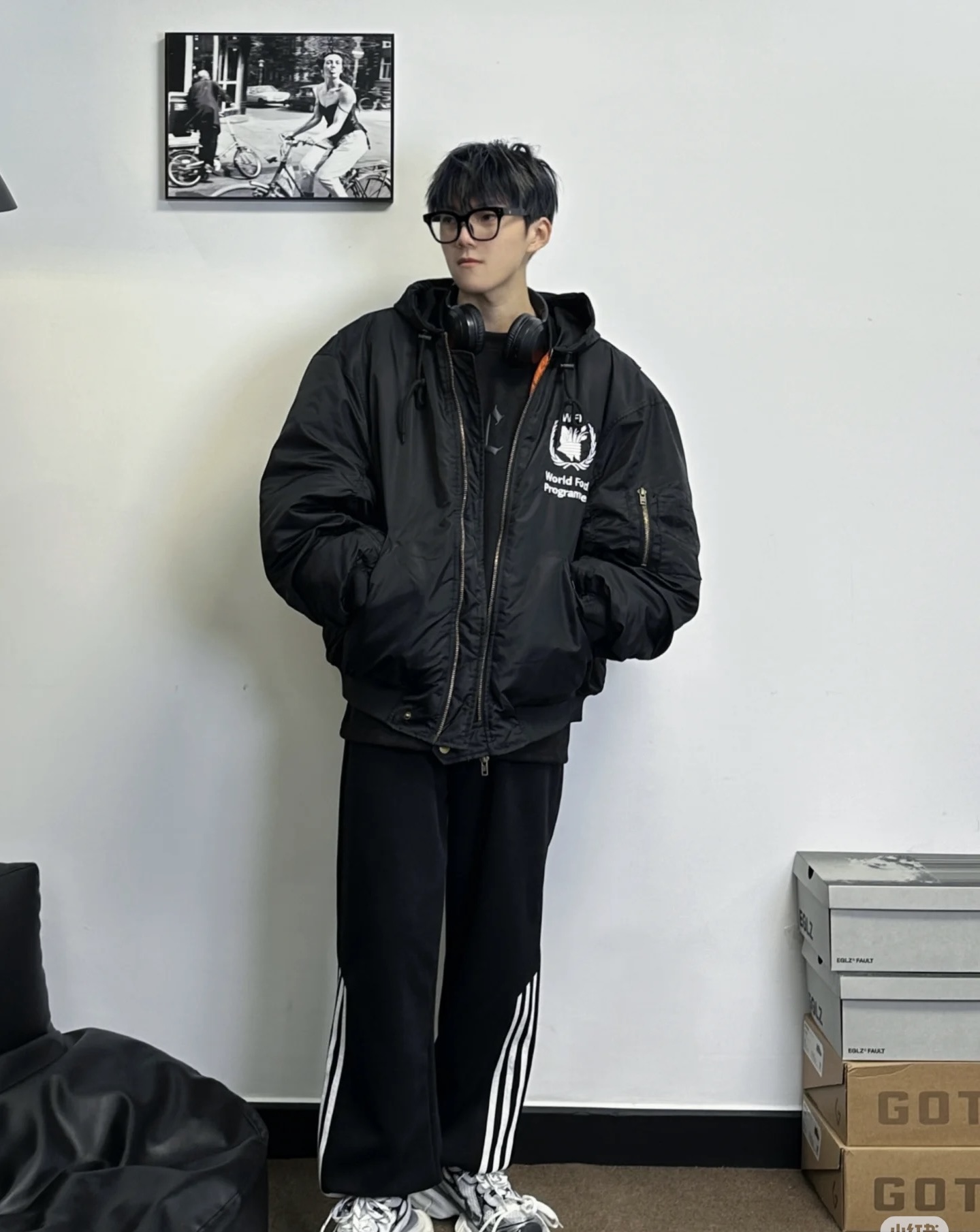 WFP-Graphic Hooded Bomber — product photograph