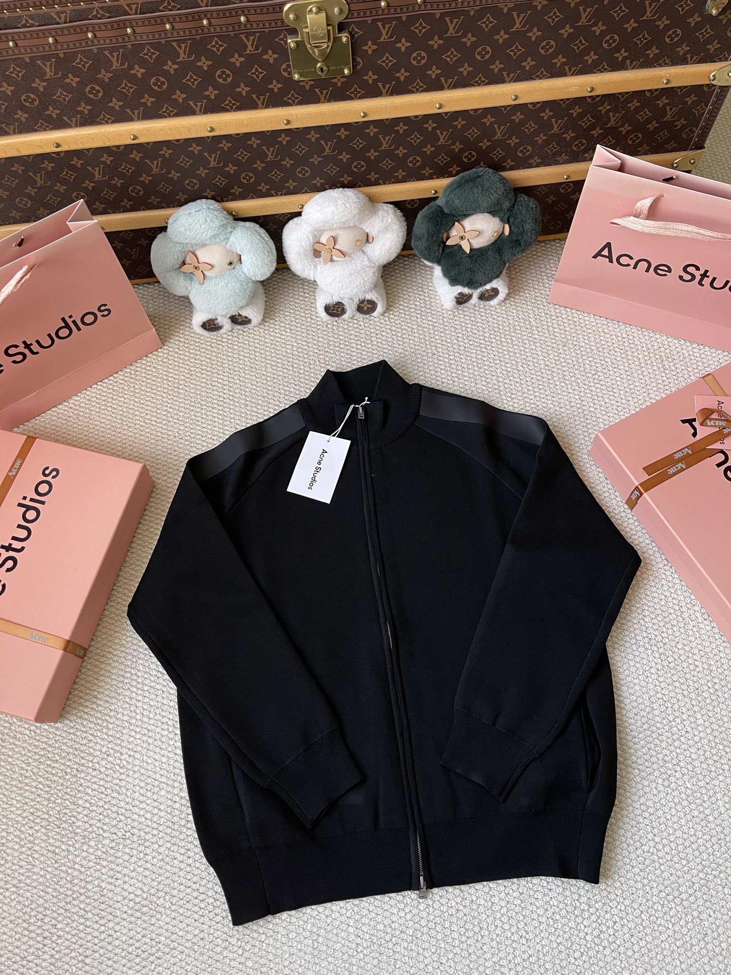 Zip-Front Stand-Collar Cardigan — product photograph