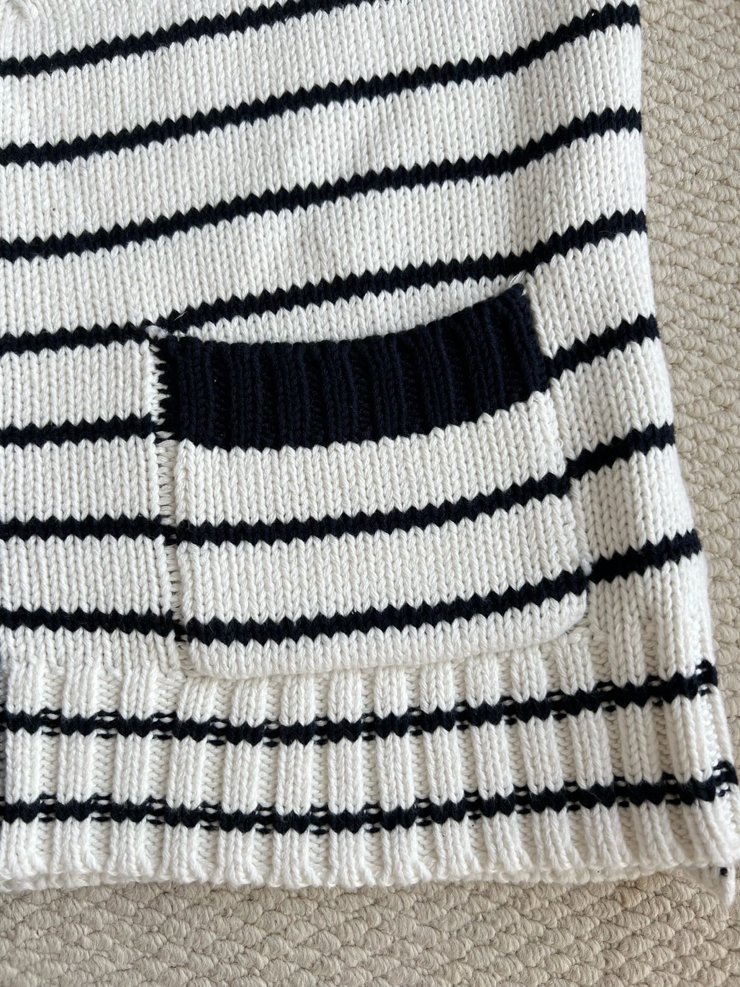 Breton-Stripe V-Neck Cardigan — product photograph