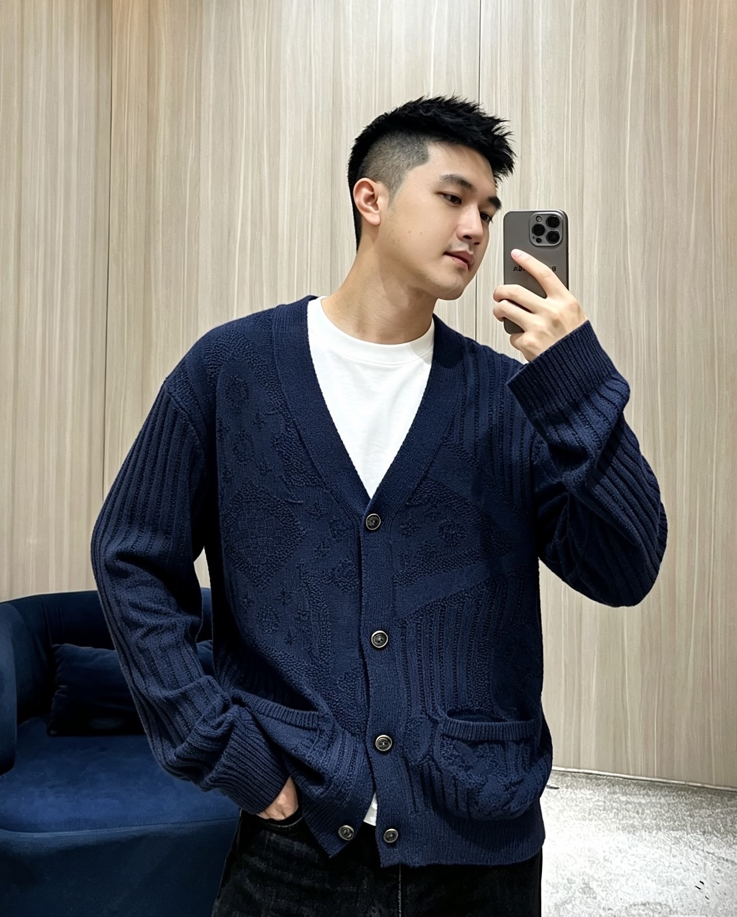 Tonal Monogram Ribbed Cardigan — product photograph