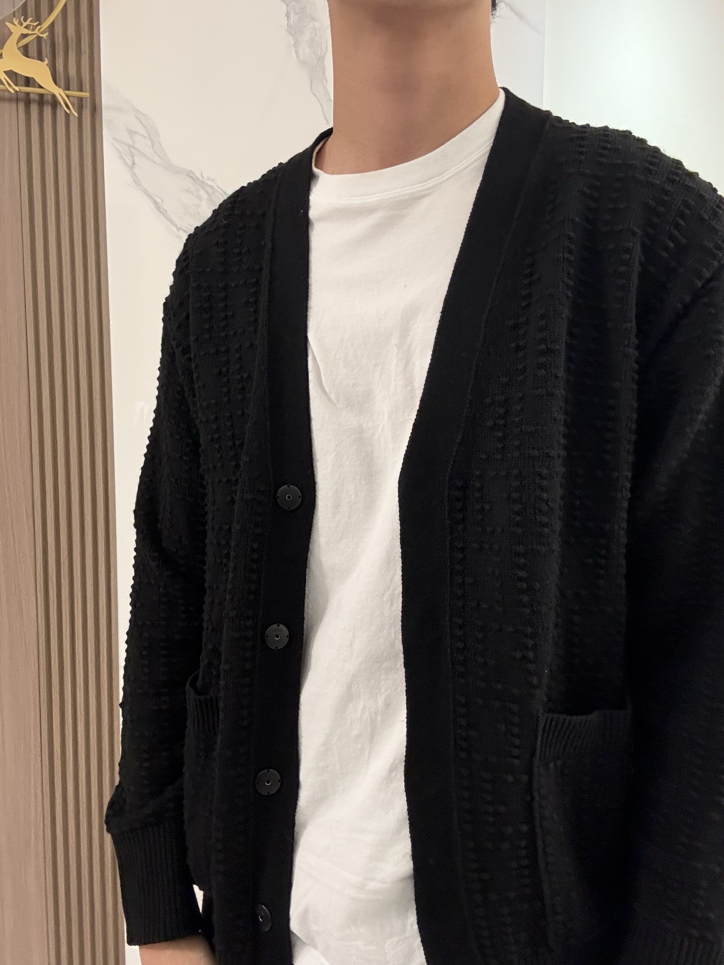 Cable-Panel V-Neck Cardigan — product photograph