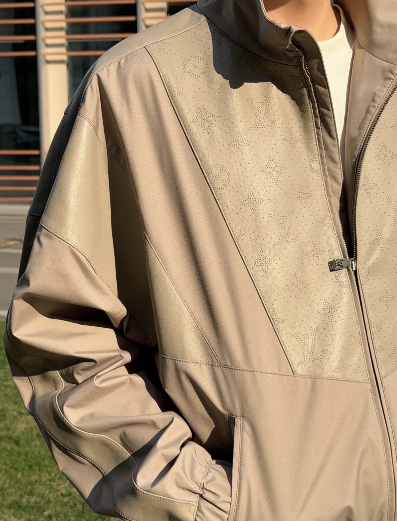 Panelled Zip-Pocket Bomber Jacket — product photograph