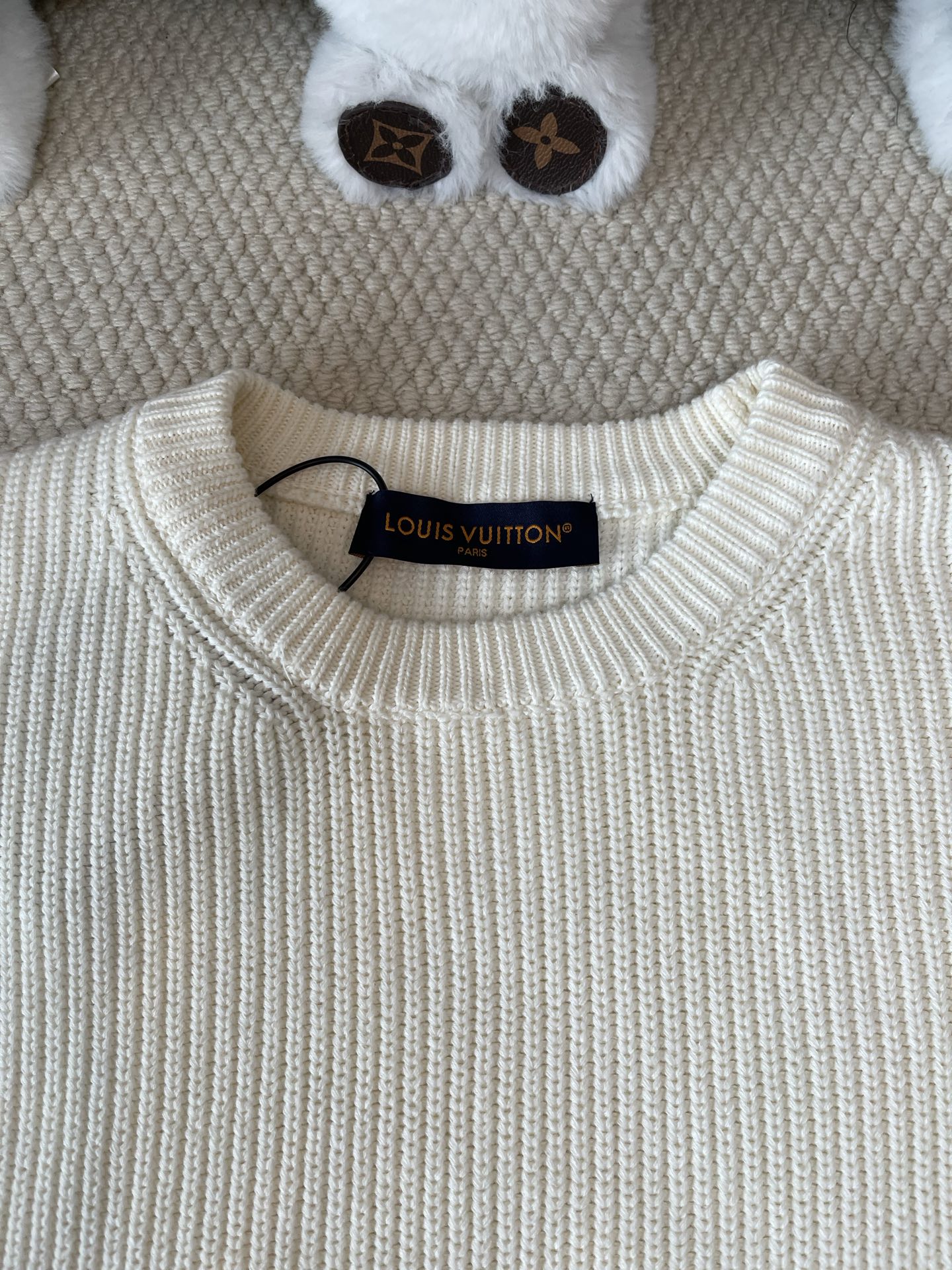 Tonal Chest-Monogram Ribbed Sweater — product photograph