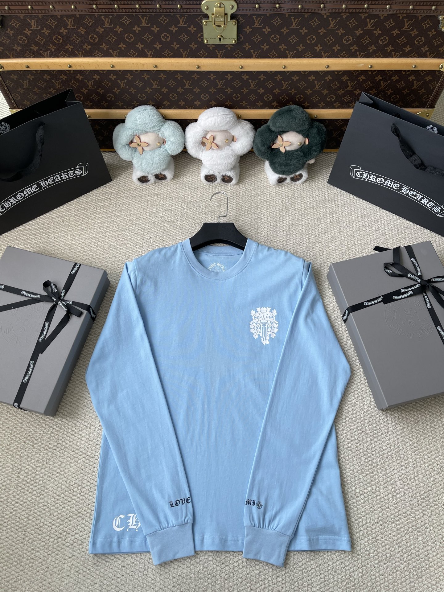 Floral Cross-Back Long-Sleeve T-Shirt — product photograph