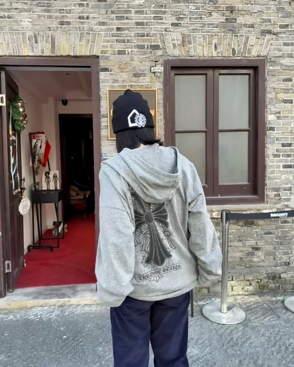 Layered Cross-Back Zip Hoodie — product photograph