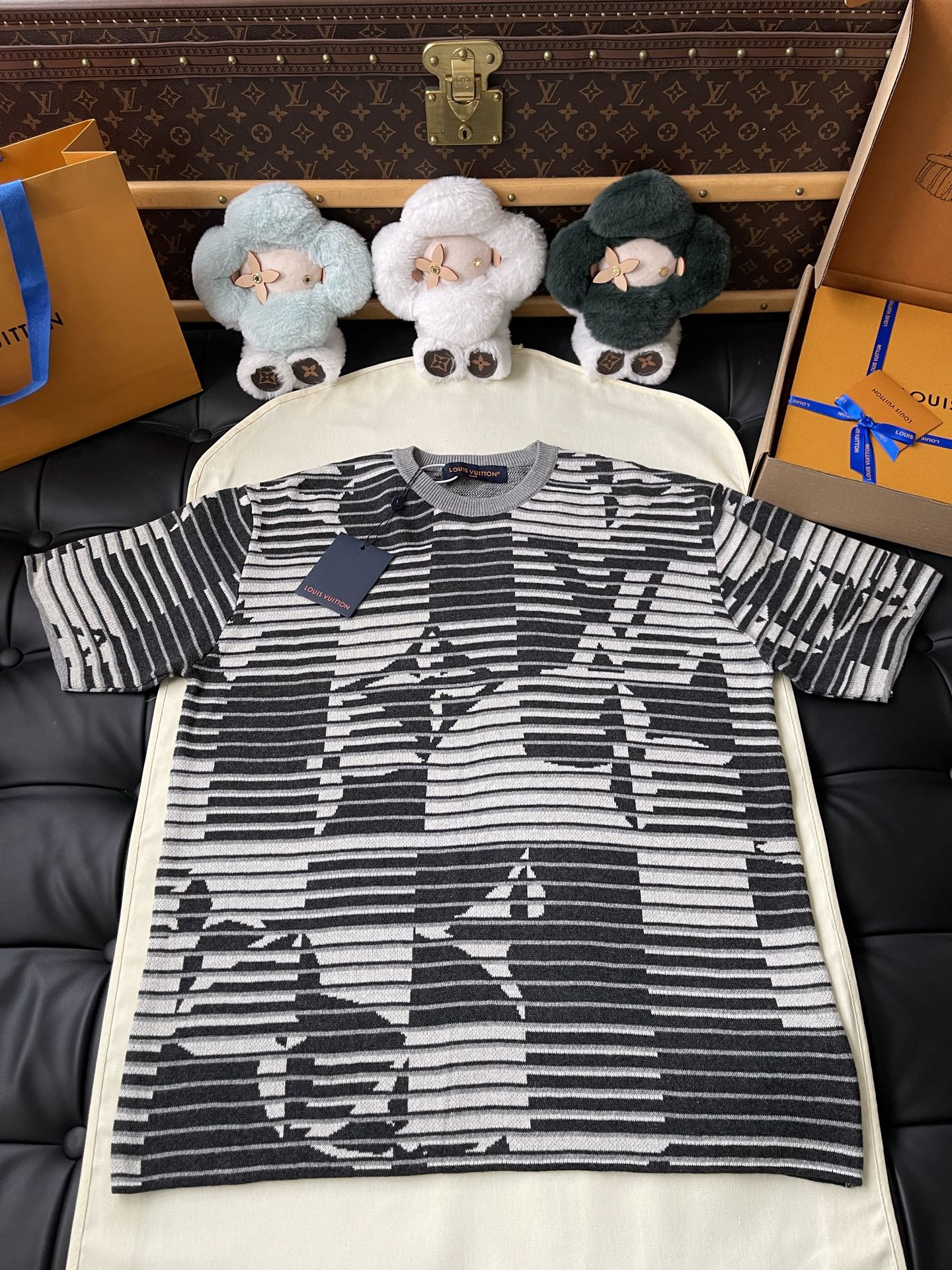 Broken-Stripe Monogram T-Shirt — product photograph