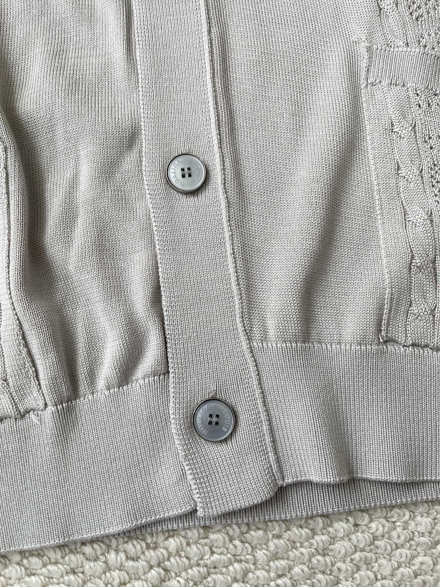 Textured Monogram V-Neck Cardigan — product photograph
