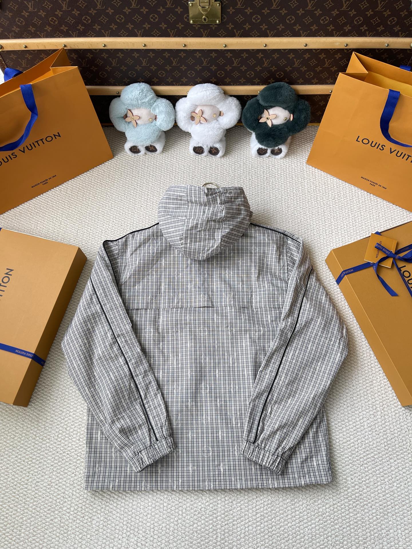 Checked Half-Zip Hooded Jacket — product photograph