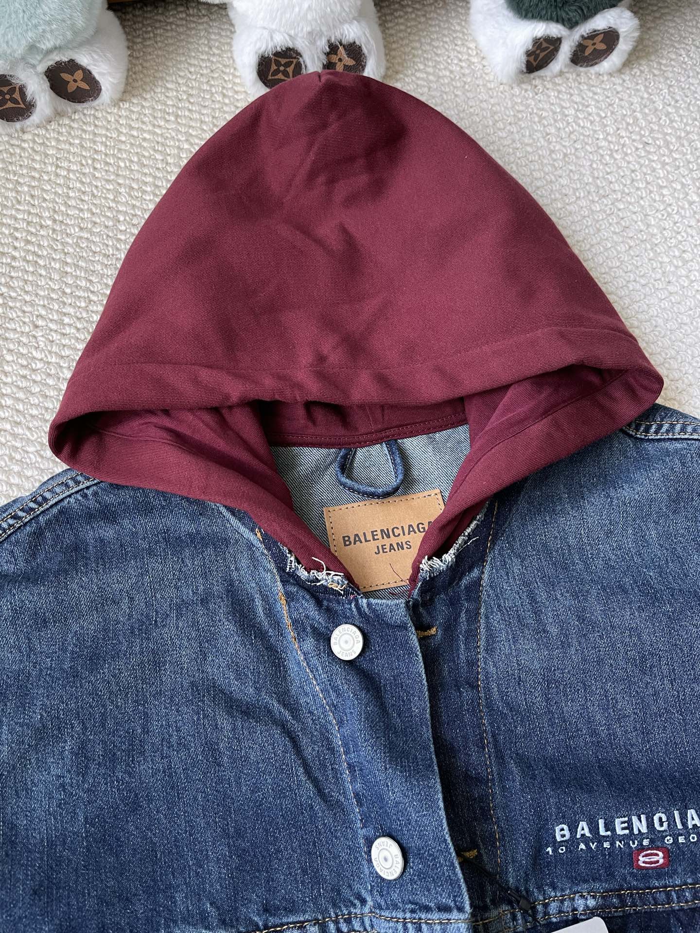 Contrast-Hood Denim Bomber — product photograph