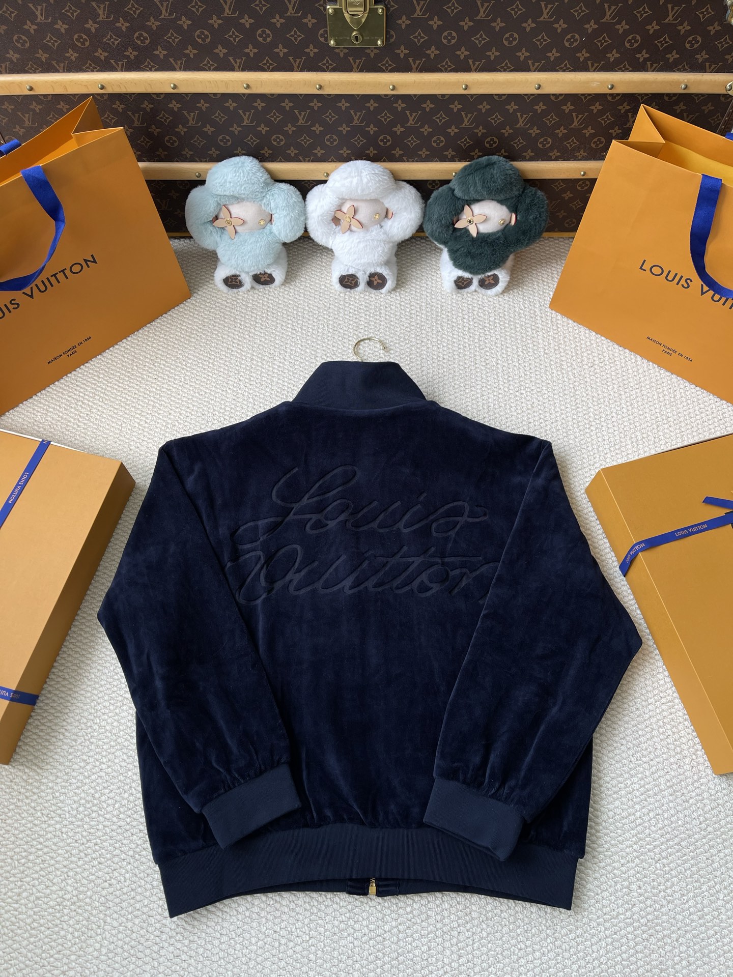 Script-Back Textured Bomber Jacket — product photograph