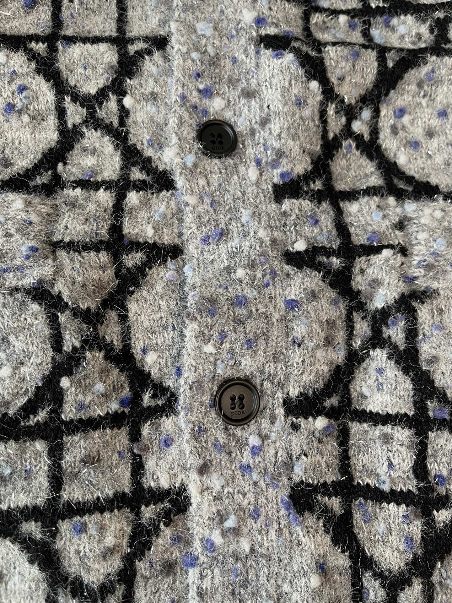 Cannage-Pattern V-Neck Cardigan — product photograph