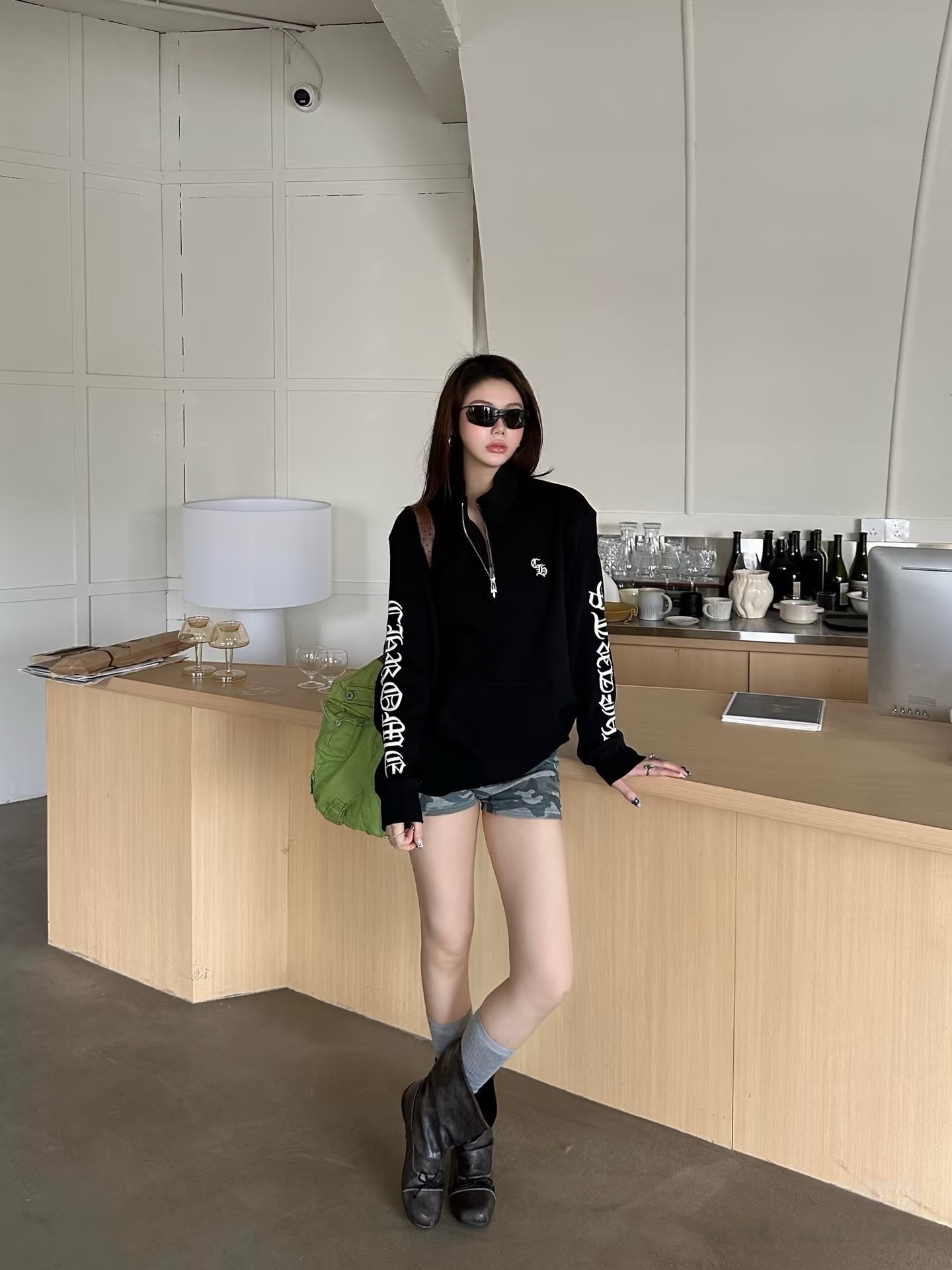 Gothic-Letter Quarter-Zip Matching Separates — product photograph
