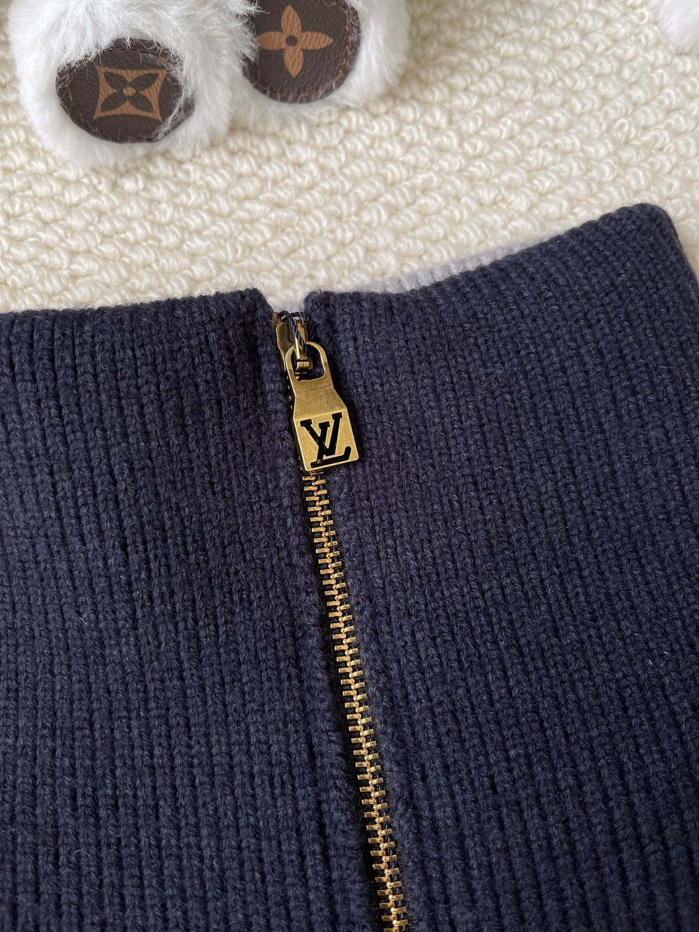Checked Zip-Up Jacket with Plush Collar — product photograph