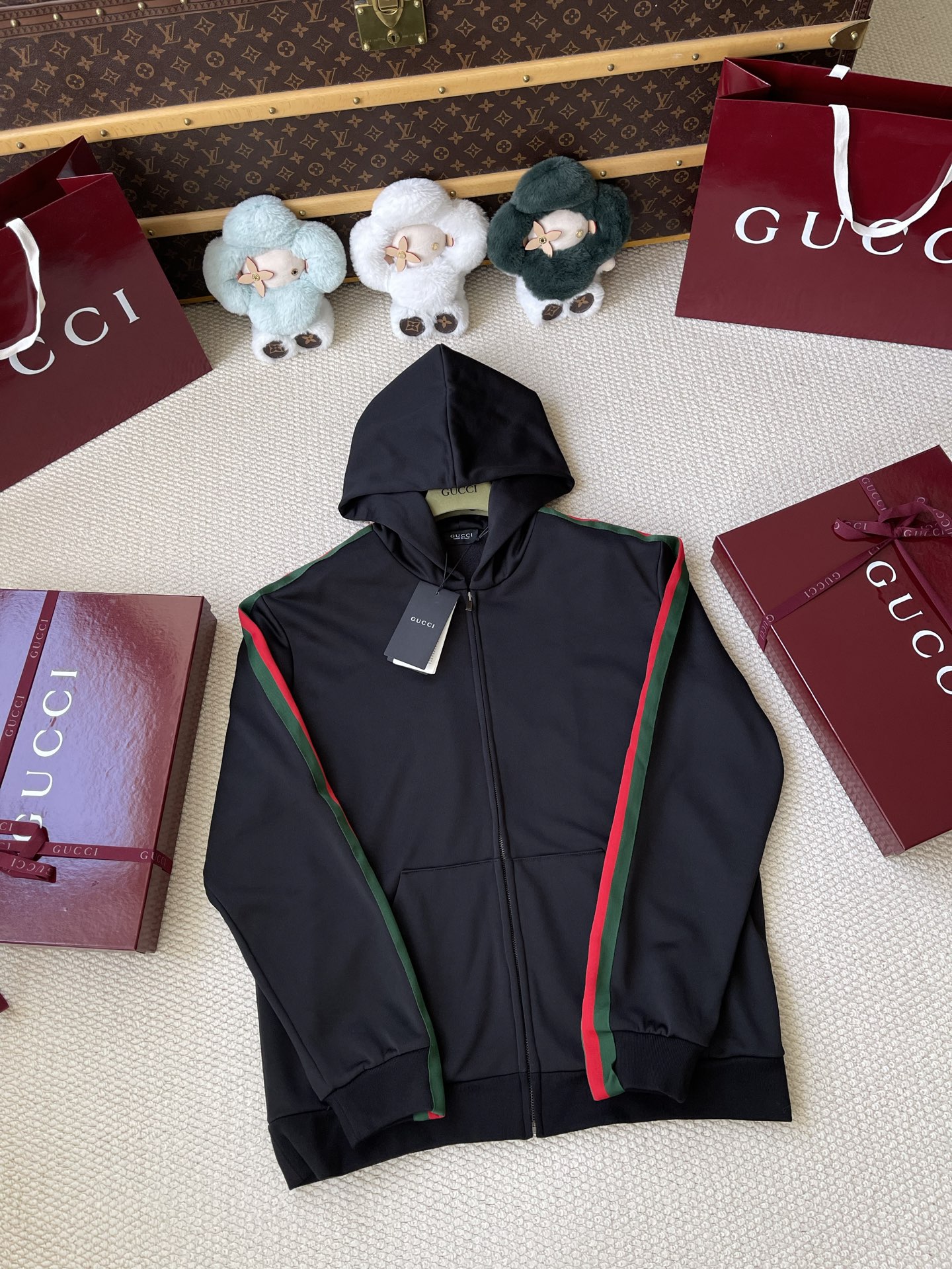 Web-Stripe Hooded Jacket and Trousers Separates — product photograph