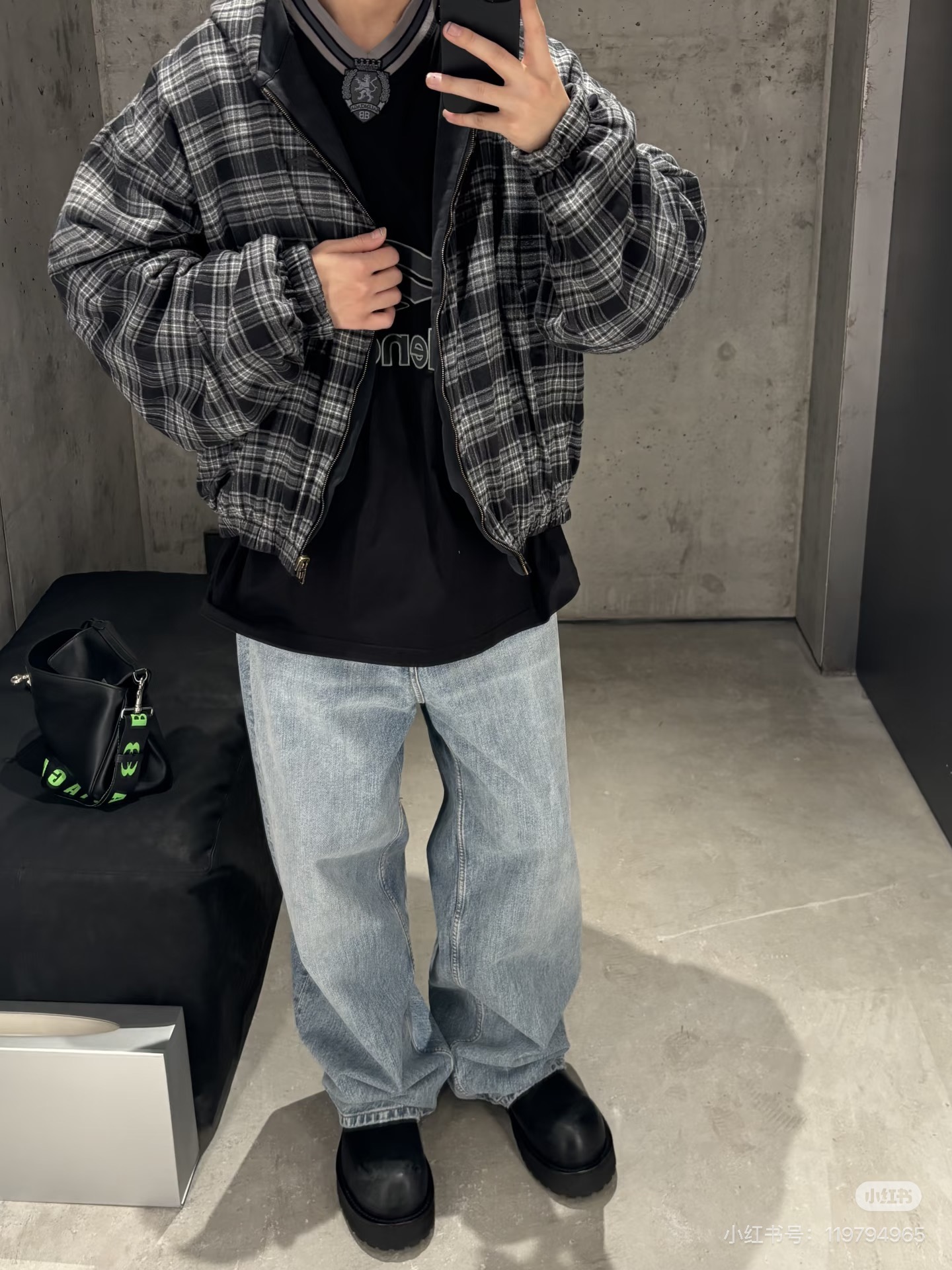 Plaid Zip Hooded Jacket — product photograph