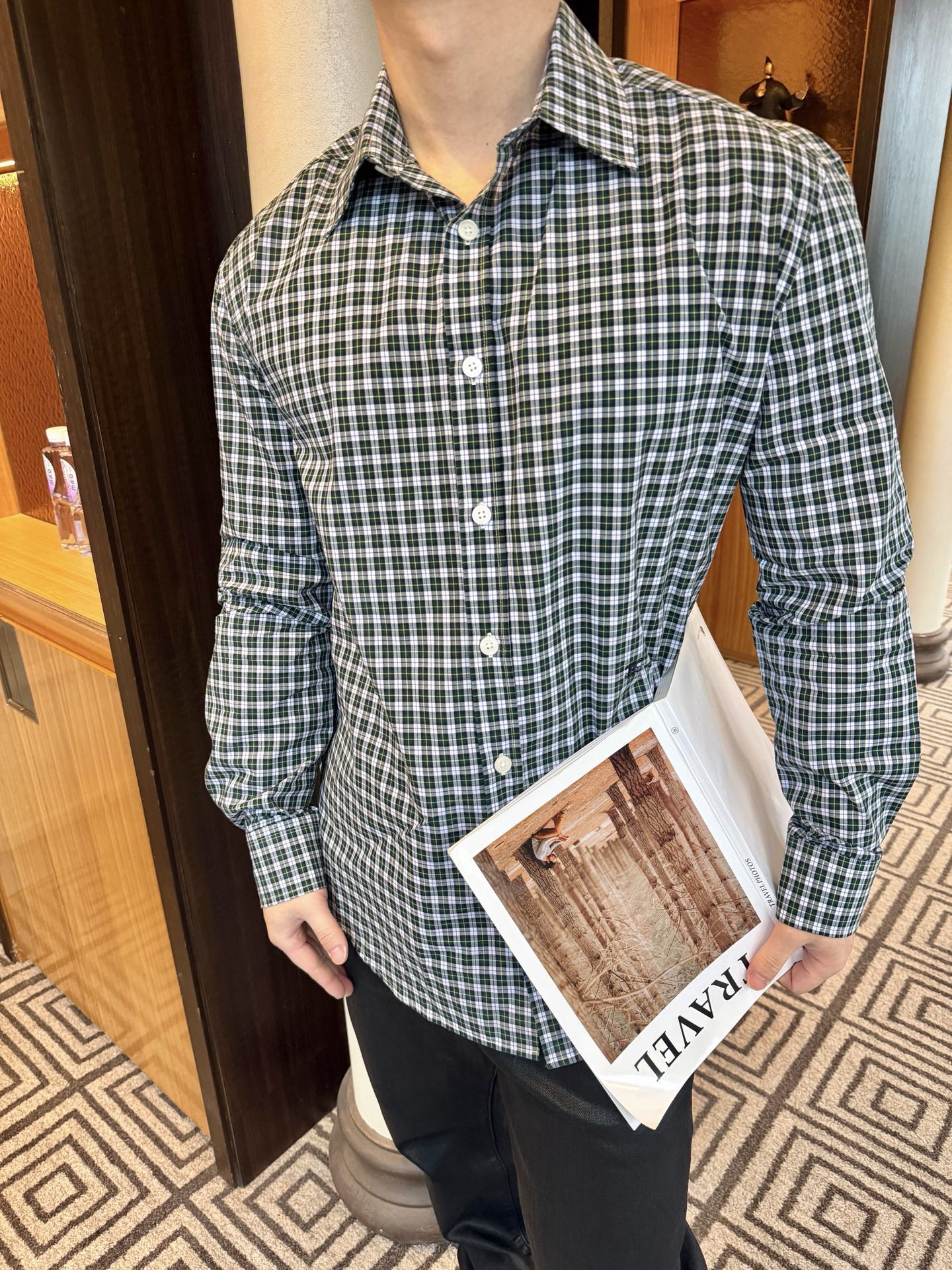 Green Micro-Check Shirt — product photograph