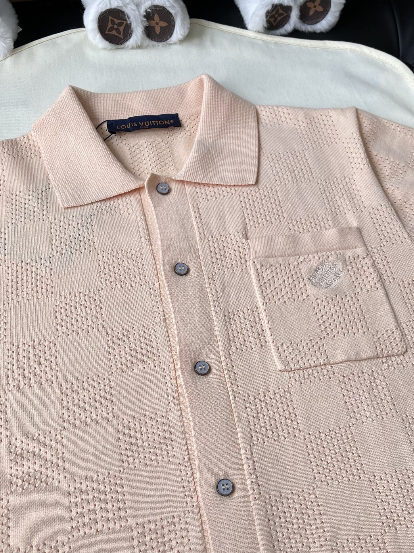 Openwork Button-Front Knit Shirt — product photograph