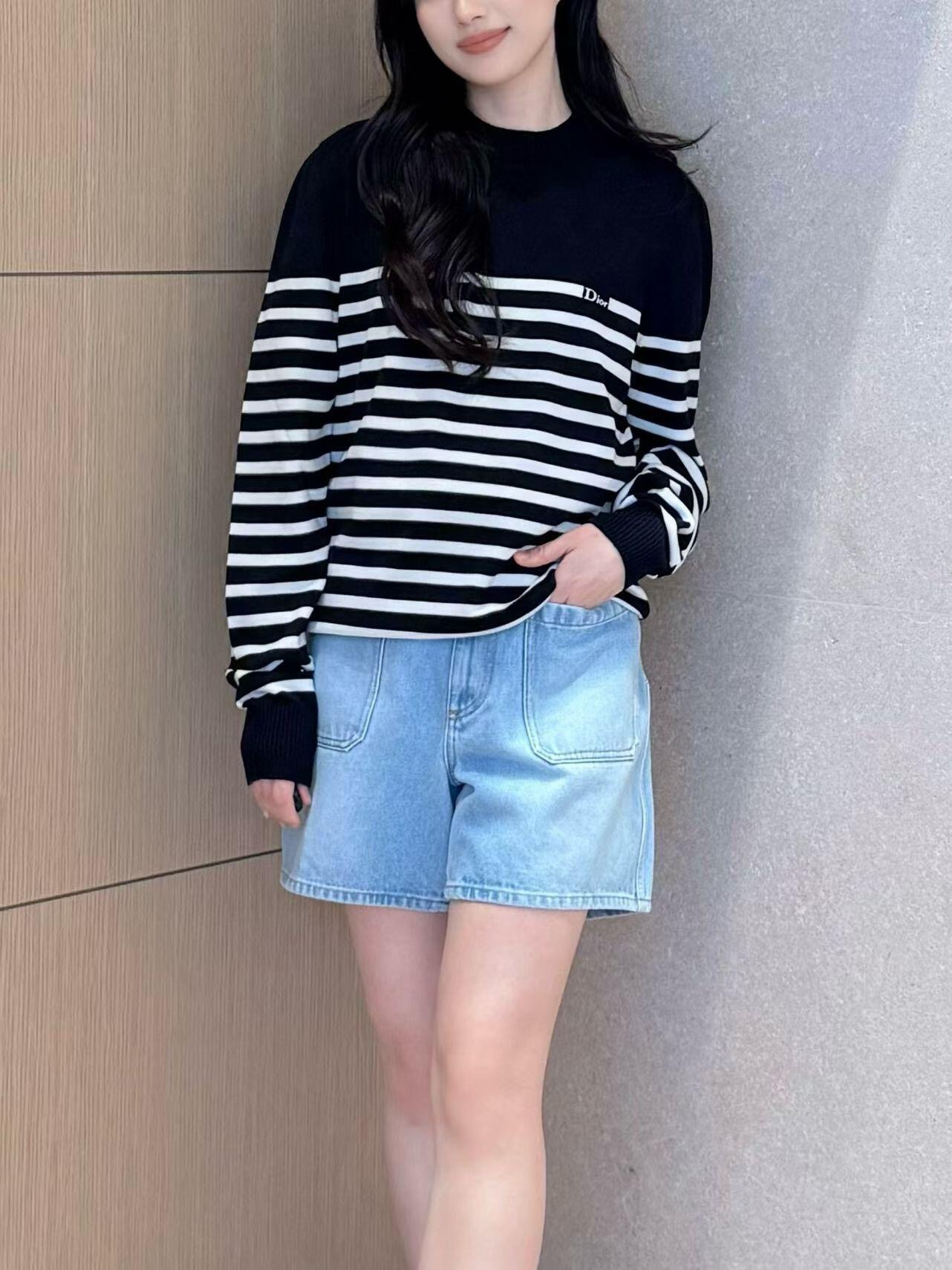 Breton Stripe Button-Shoulder Sweater — product photograph