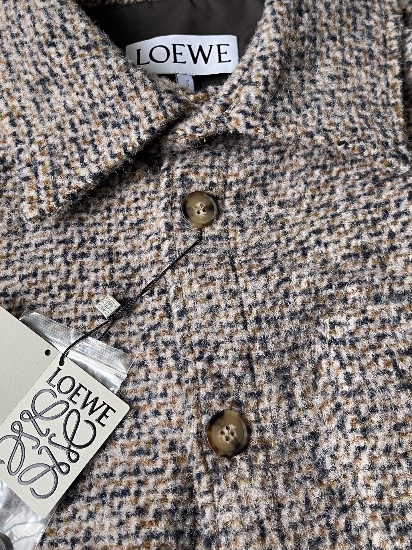 Textured-Check Button Overshirt — product photograph