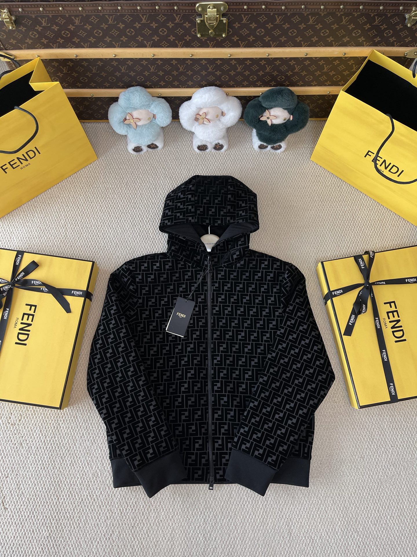 FF-Pattern Knit Zip Hoodie — product photograph