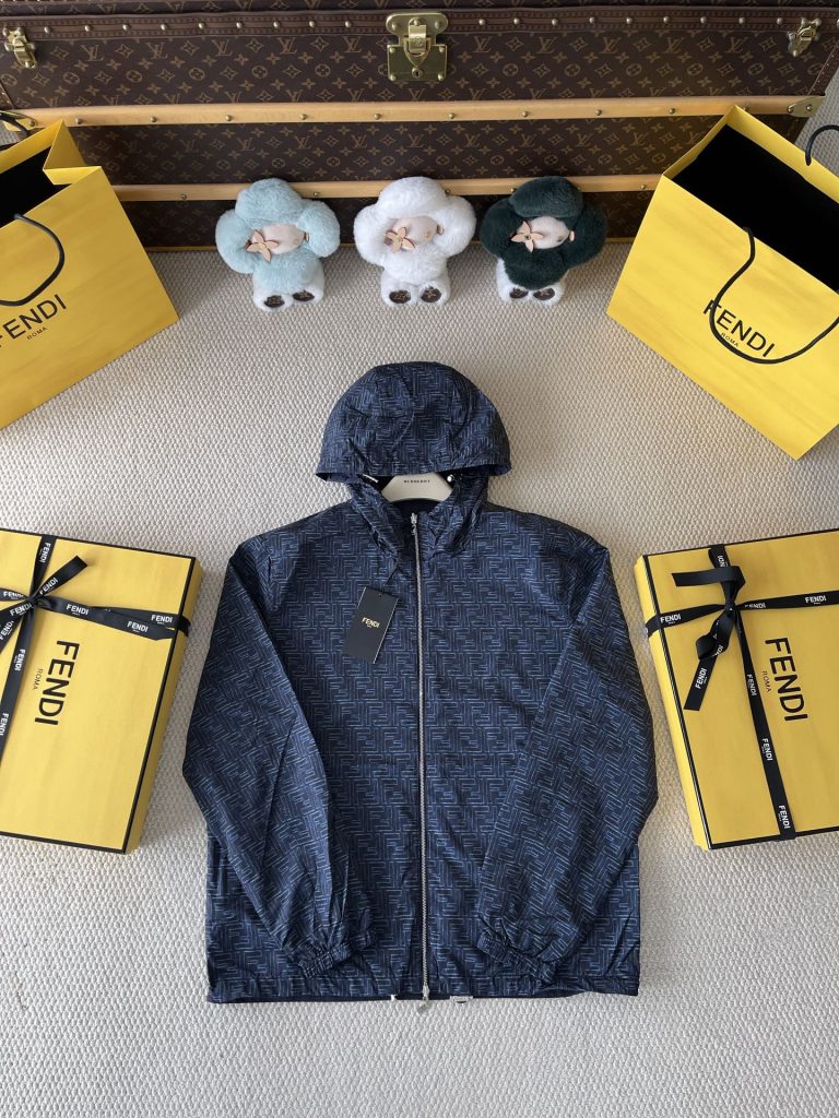 Pattern-Lined Hooded Zip Jacket — product photograph