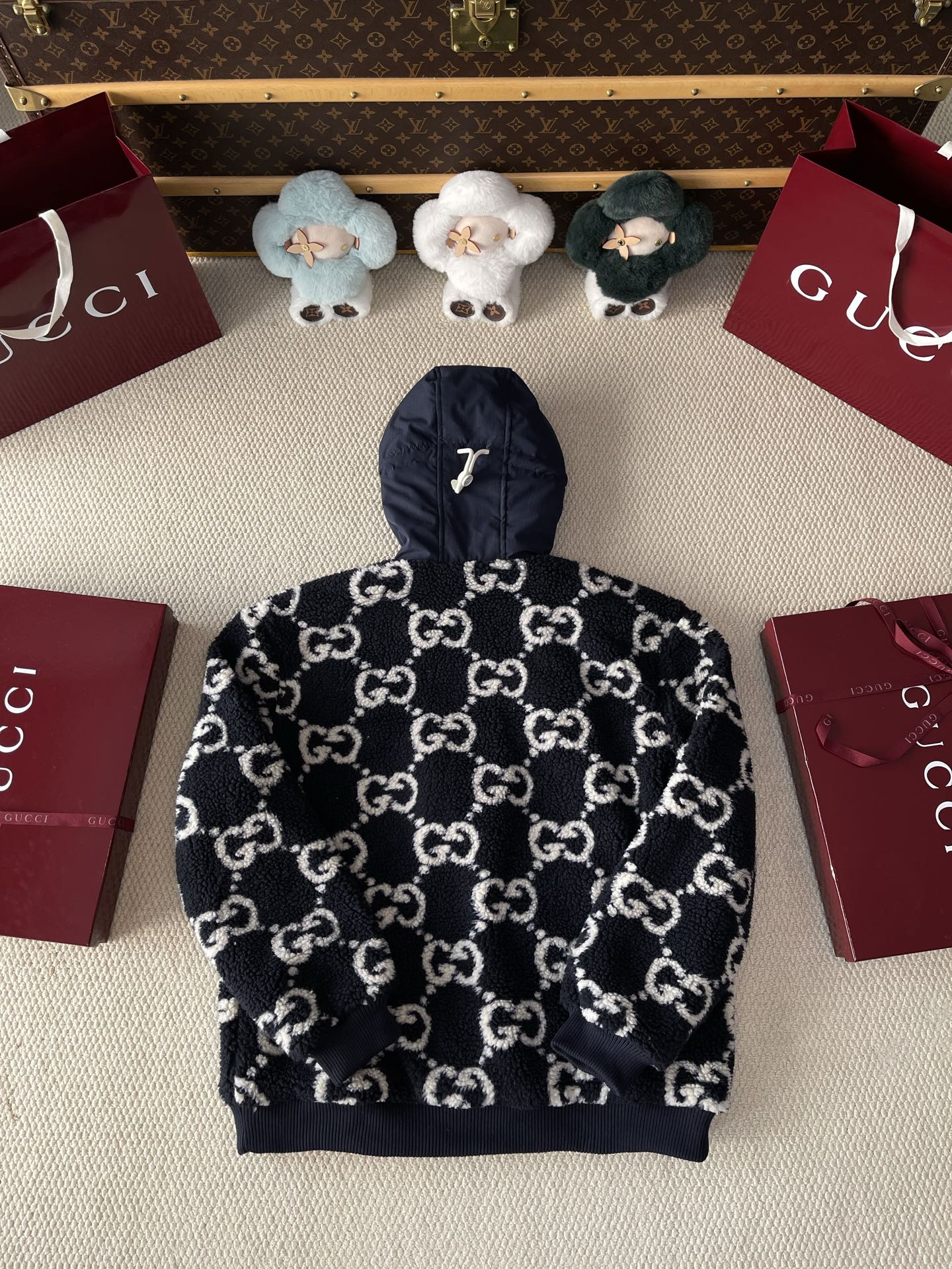 Monogram Hooded Knit Jacket — product photograph