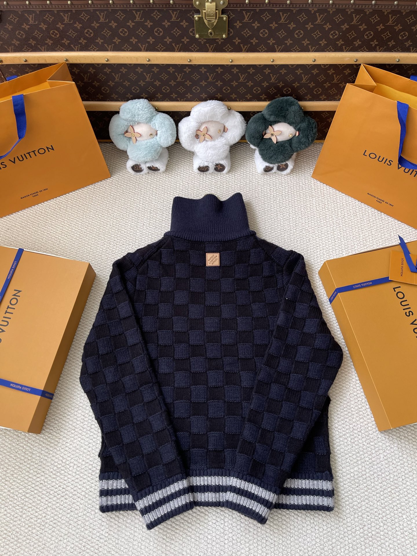 Checked Zip-Up Jacket with Plush Collar — product photograph