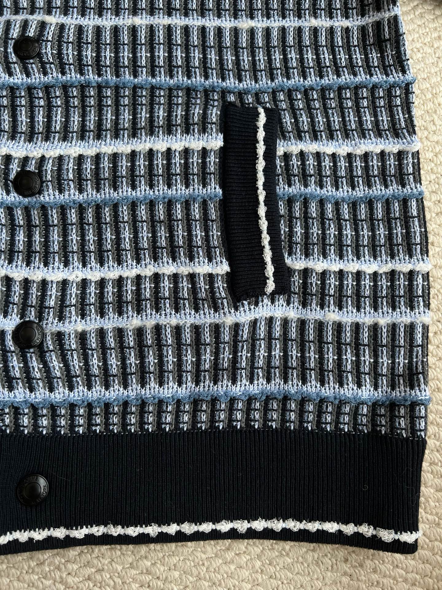 Grid-Knit Button-Front Bomber Cardigan — product photograph