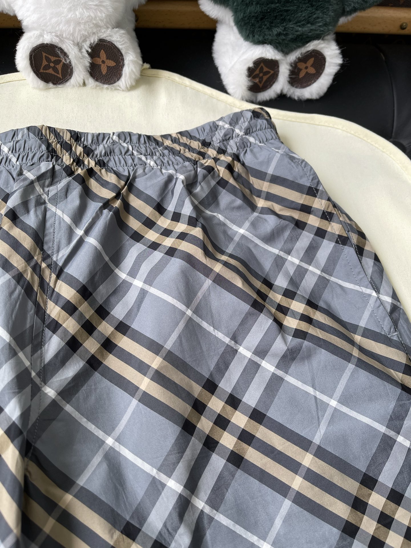Diagonal Check Drawstring Shorts — product photograph
